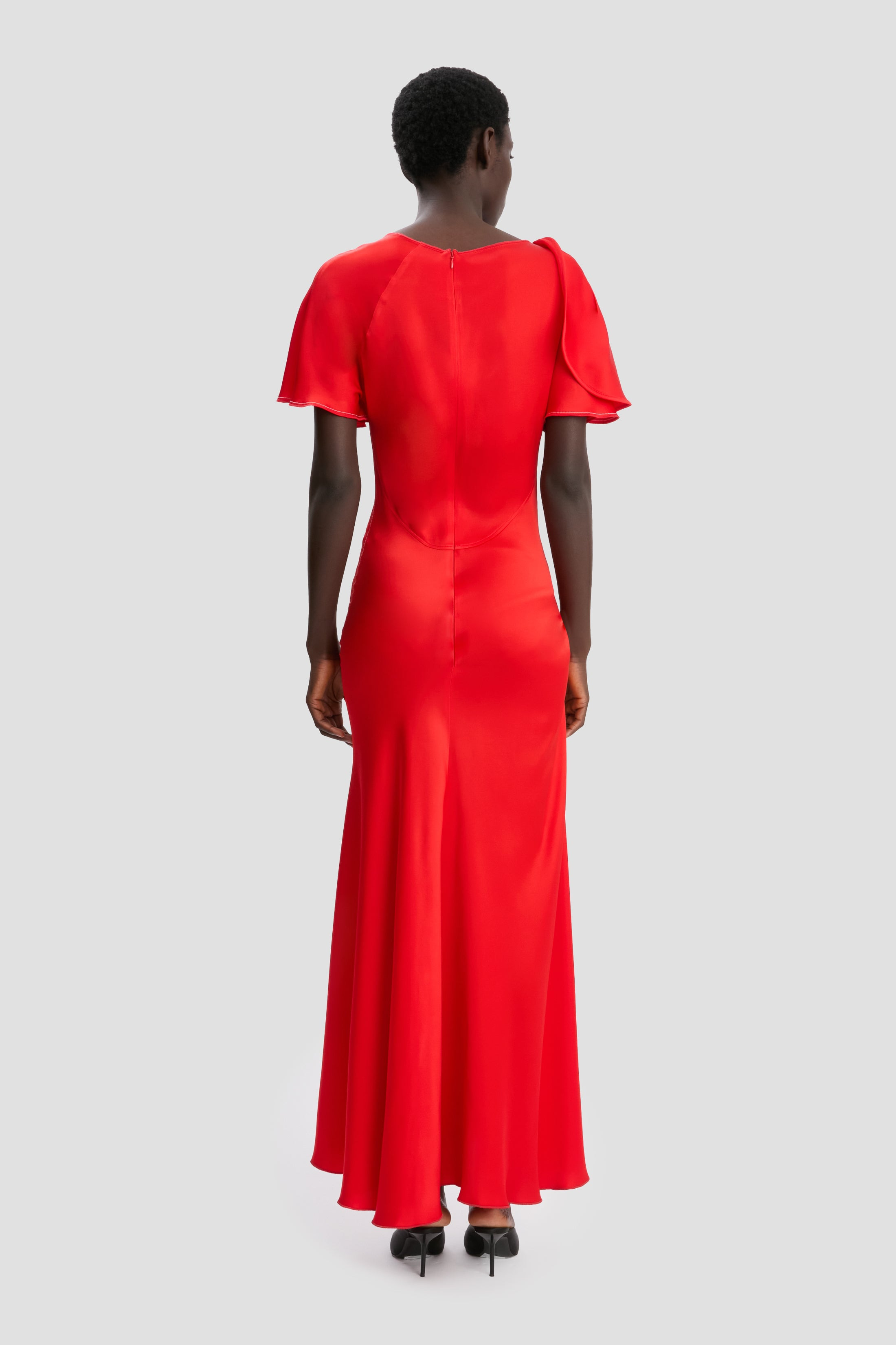Draped Cap Sleeve Dress In Cayenne - 6