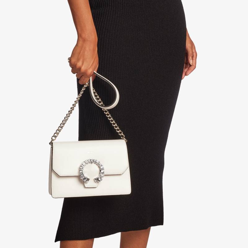 Madeline Crossbody
Latte Polished Grainy Leather Crossbody Bag with Crystal Buckle 3