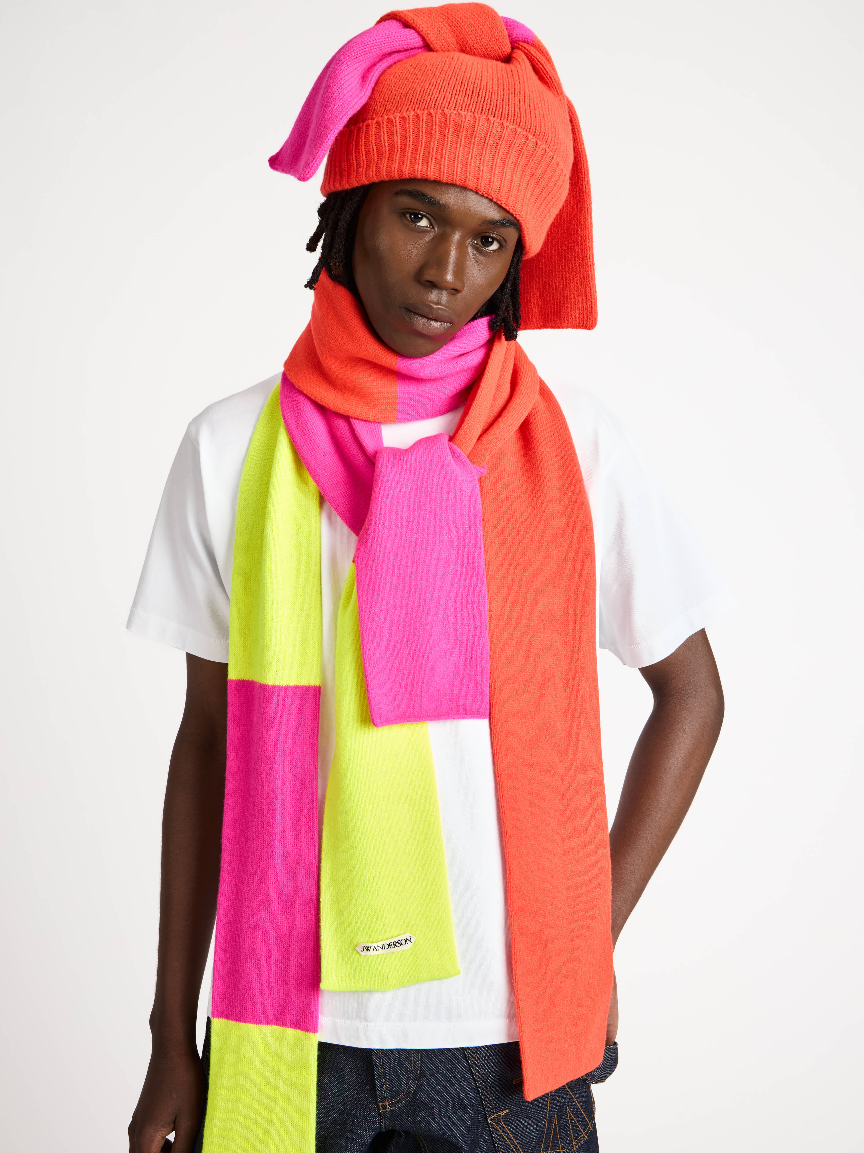 KNOTTED BEANIE HAT IN NEON ORANGE - 7