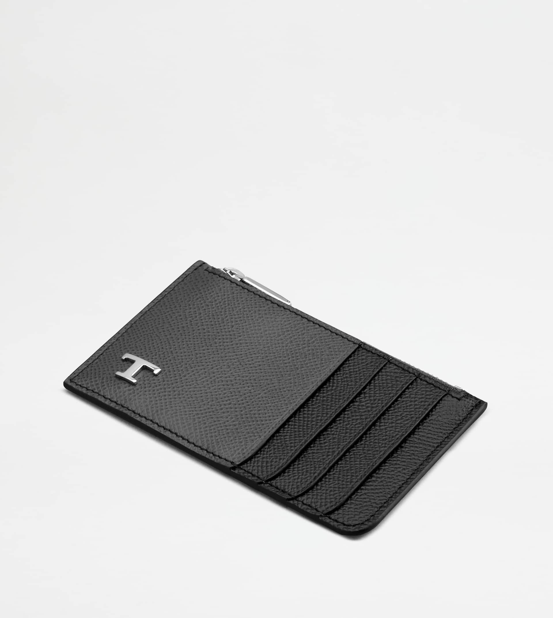 CARD HOLDER IN LEATHER - GREY, BLACK - 3
