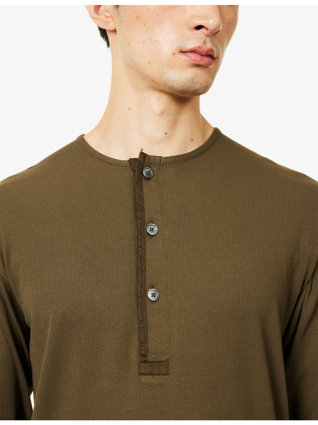 Ribbed Long-Sleeve Stretch-Cotton Top - 5