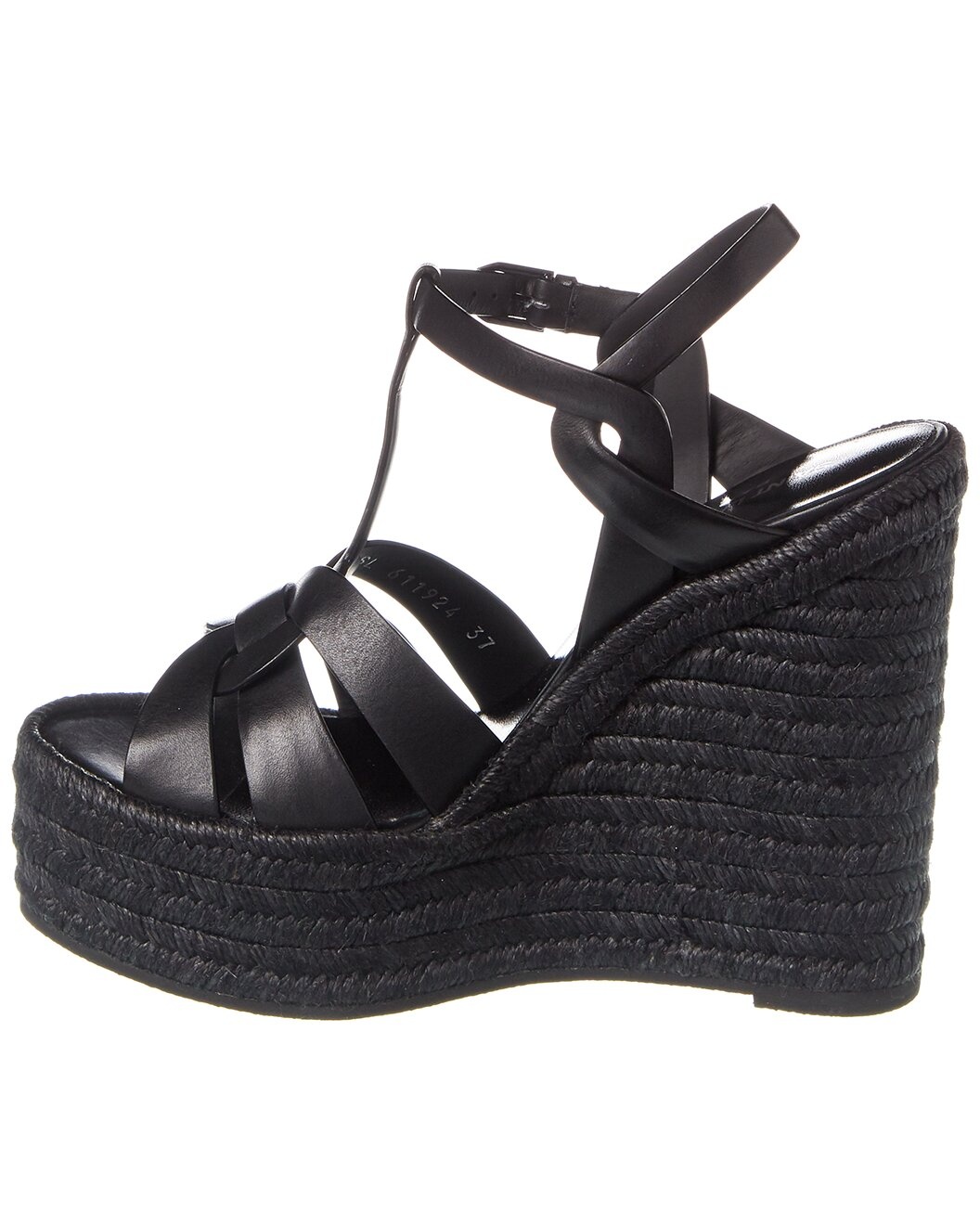 Saint Laurent Tribute 85 Leather Espadrille Wedge Sandal - 2