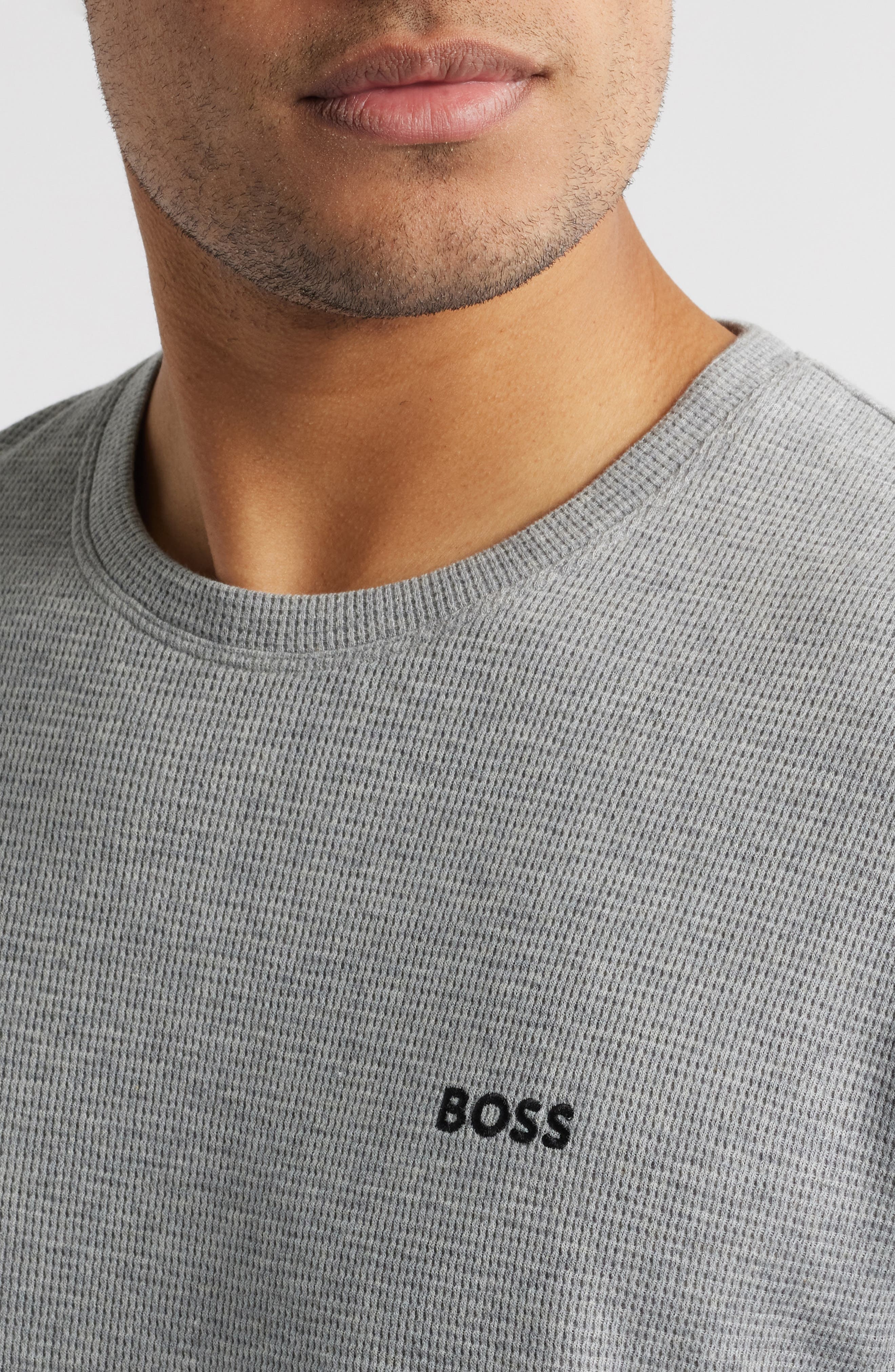 BOSS Waffle Knit Lounge T-Shirt in Medium Grey at Nordstrom - 4