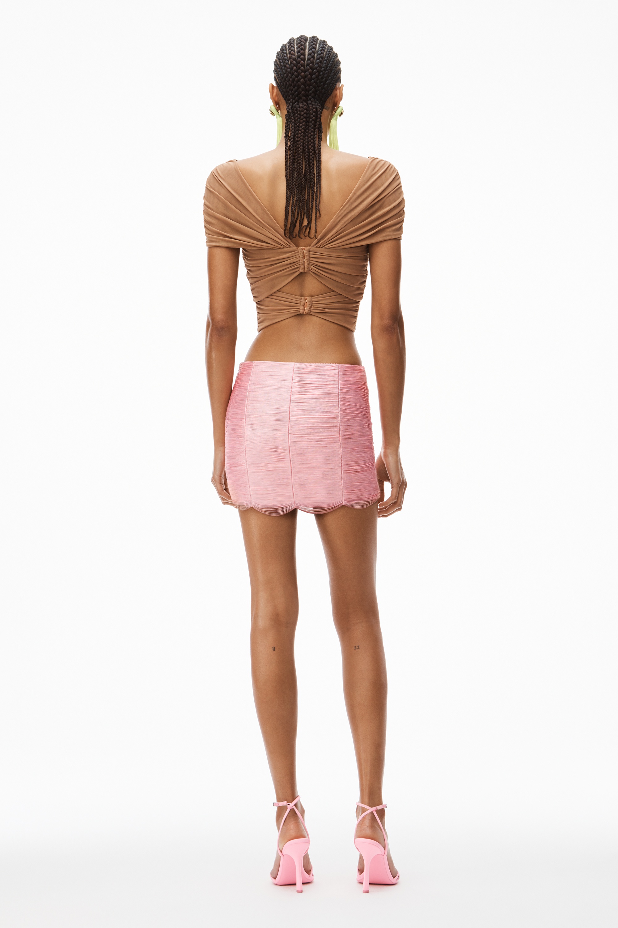 FRINGE MINI SKIRT IN POWER MESH - 4