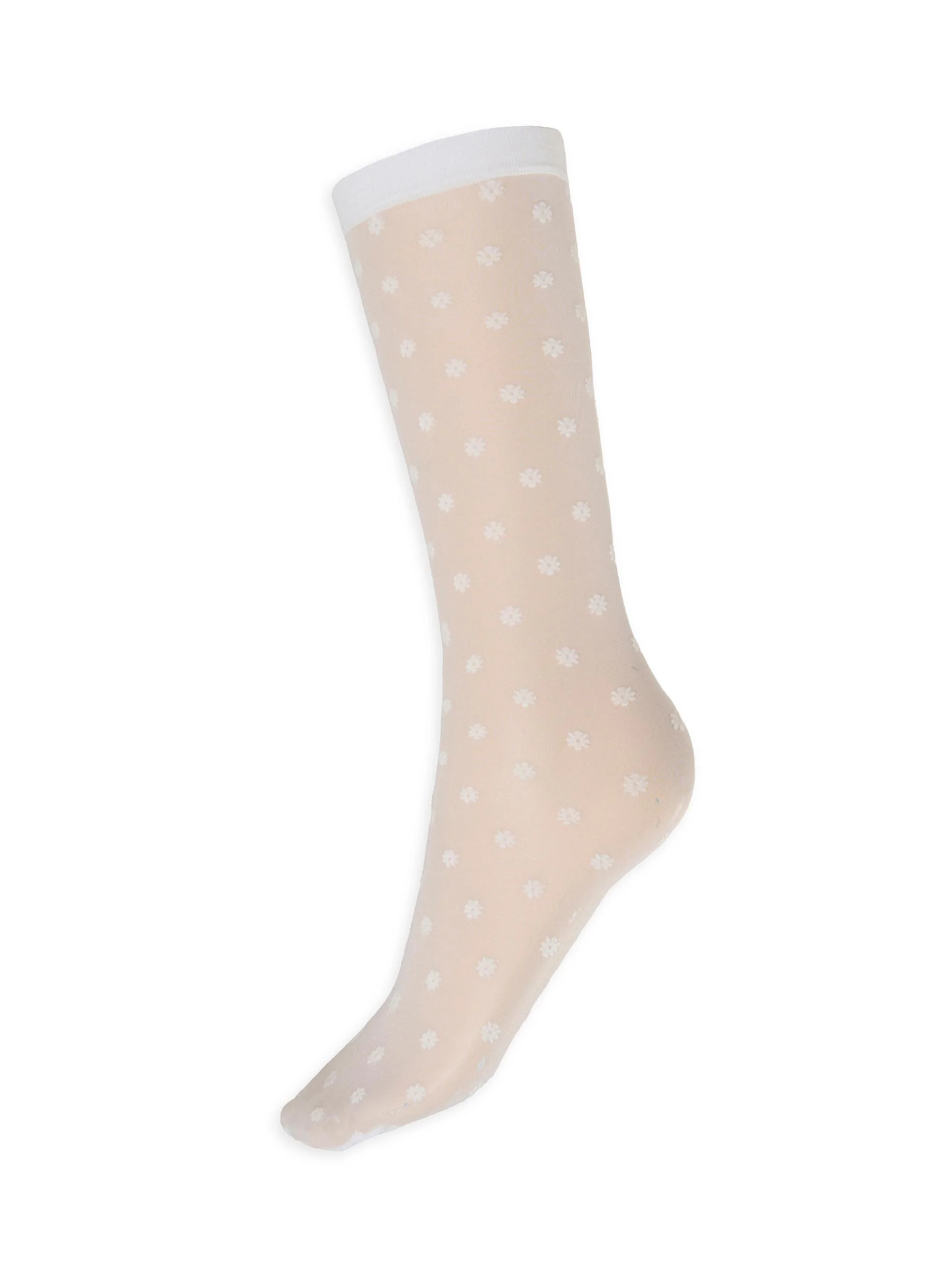 Women's Daisy Floral Crew Socks - White - 1