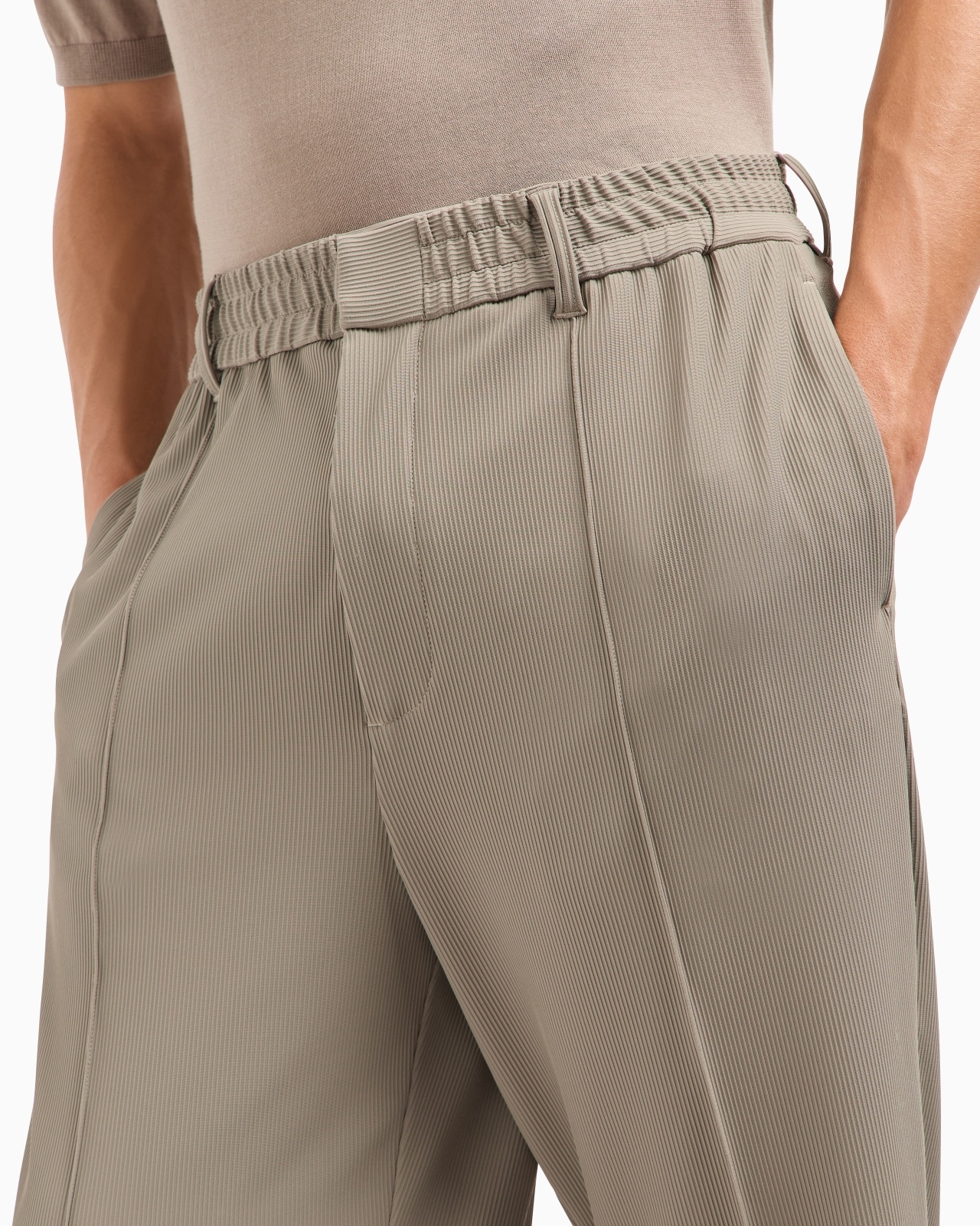 CANNETÉ-EFFECT STRETCH NYLON TROUSERS WITH RIBS - 5