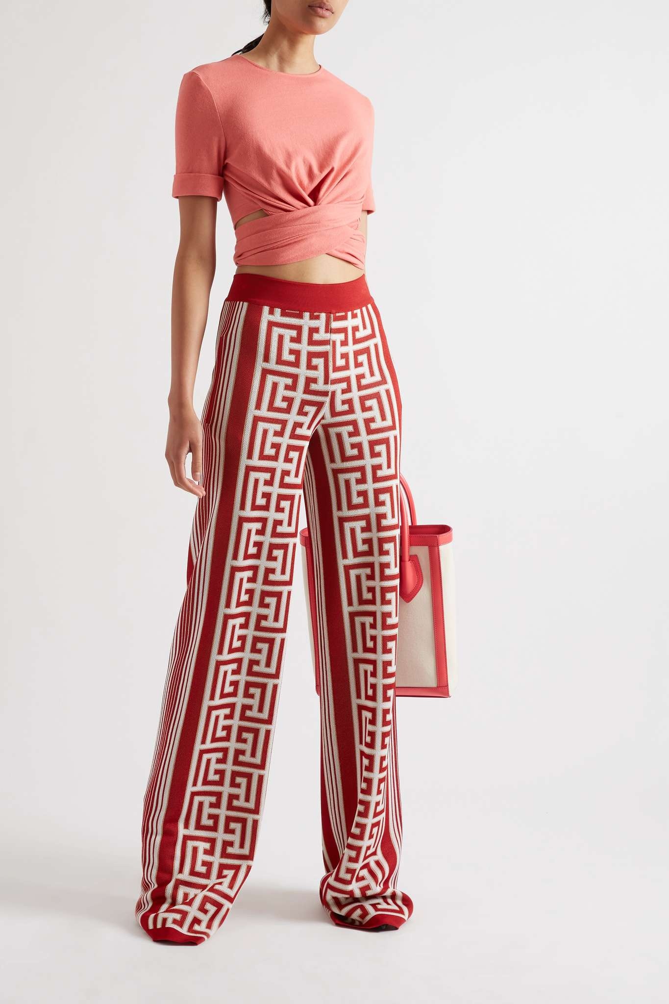 Jacquard-knit wide-leg pants - 2