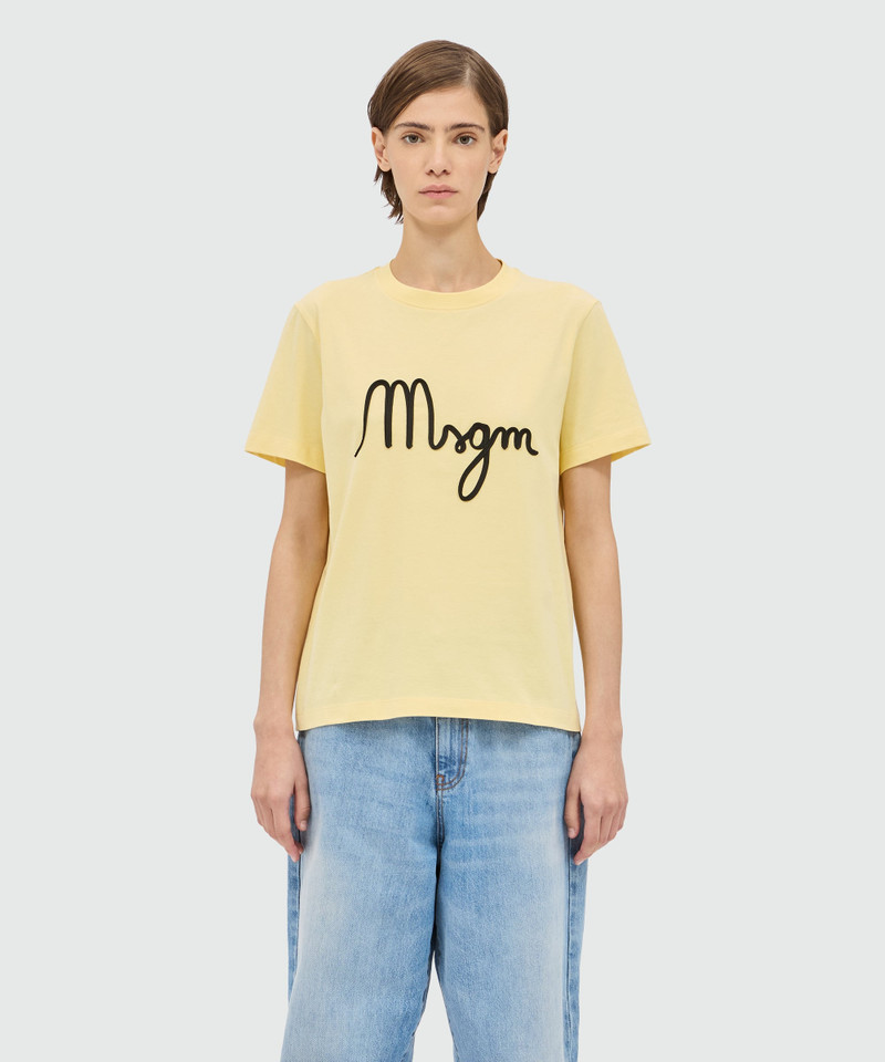 MSGM Yellow T-shirt with MSGM graphic print. outlook