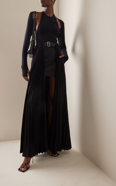 PETER DO Belted Pleated Maxi Skirt black outlook