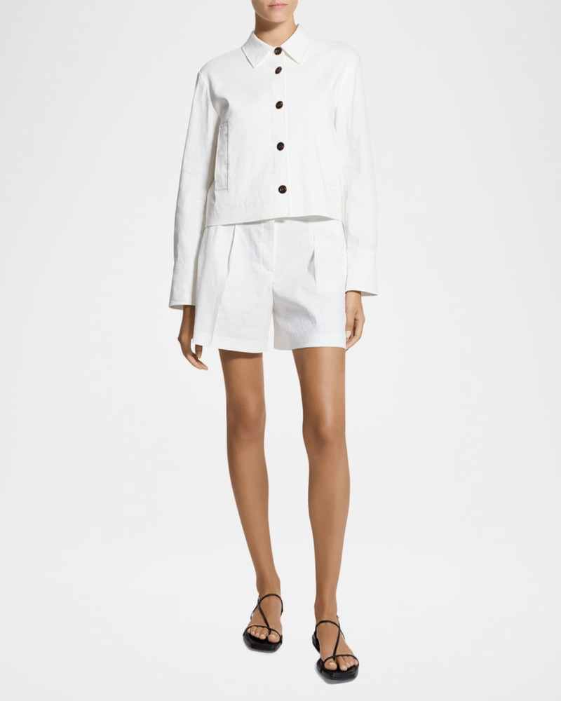 Theory Cropped Linen-Blend Shirt Jacket outlook