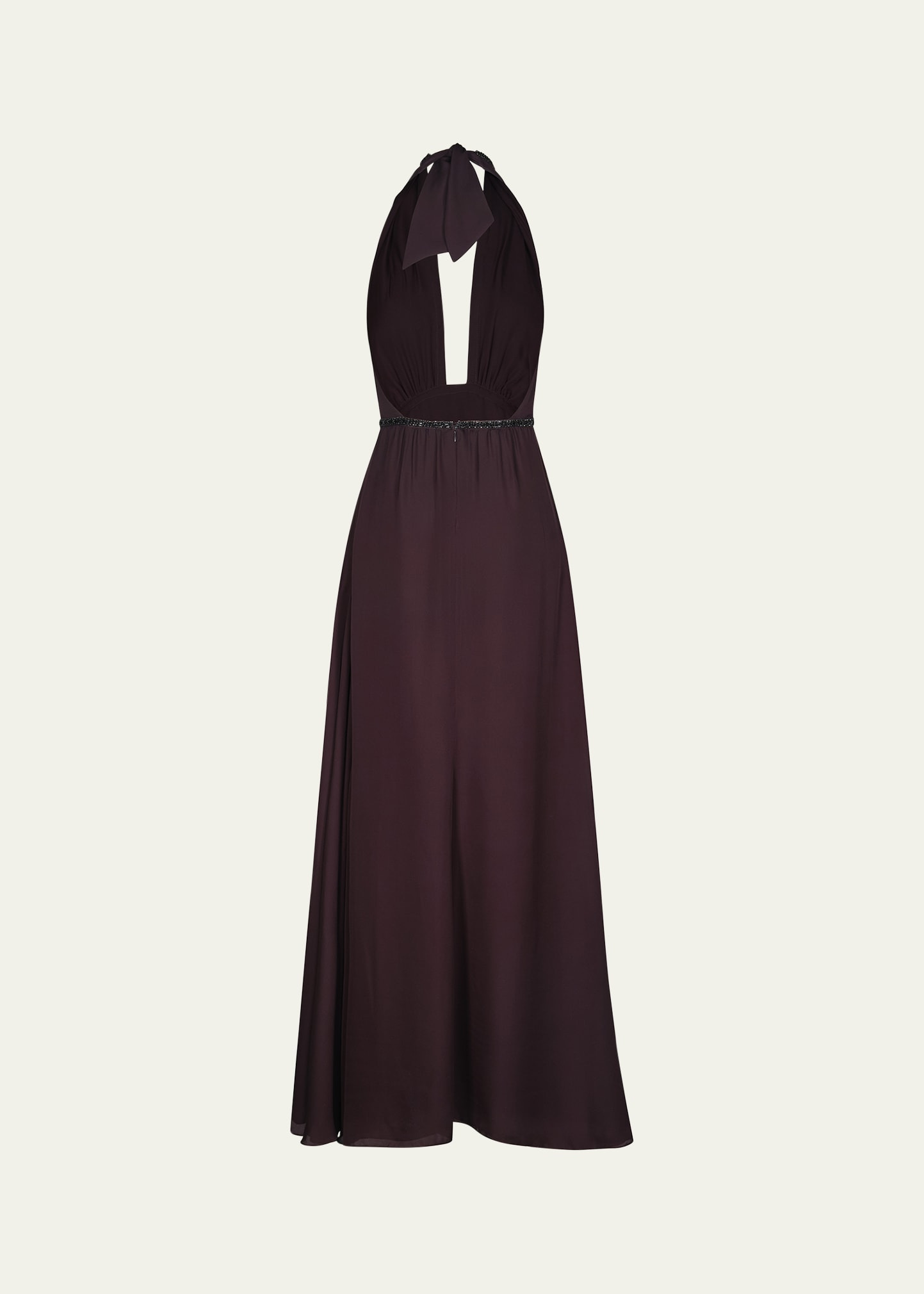 Destiny Embellished Plunging Halter Maxi Dress - 2