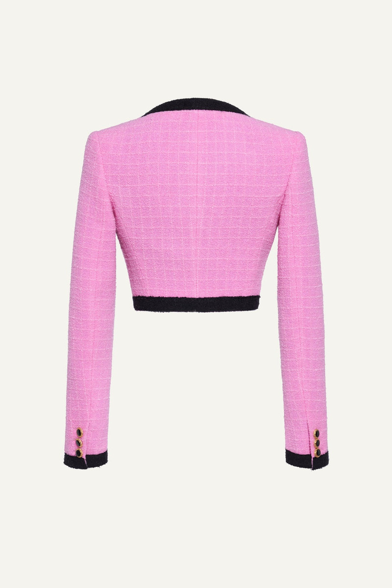 CHECKED TWEED BOUCLE CROPPED JACKET 2