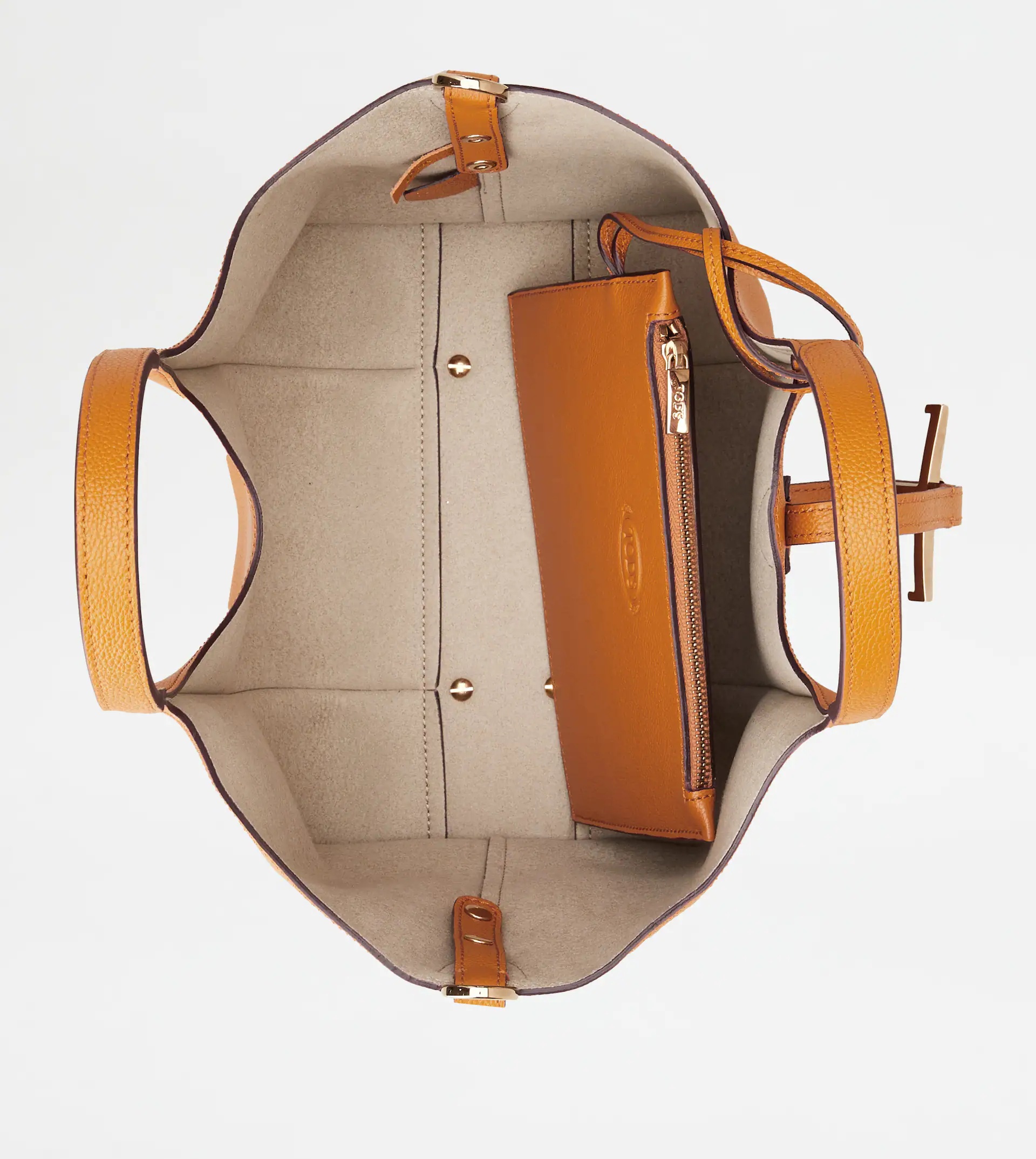 T TIMELESS SHOPPING BAG IN LEATHER MINI - BROWN - 3