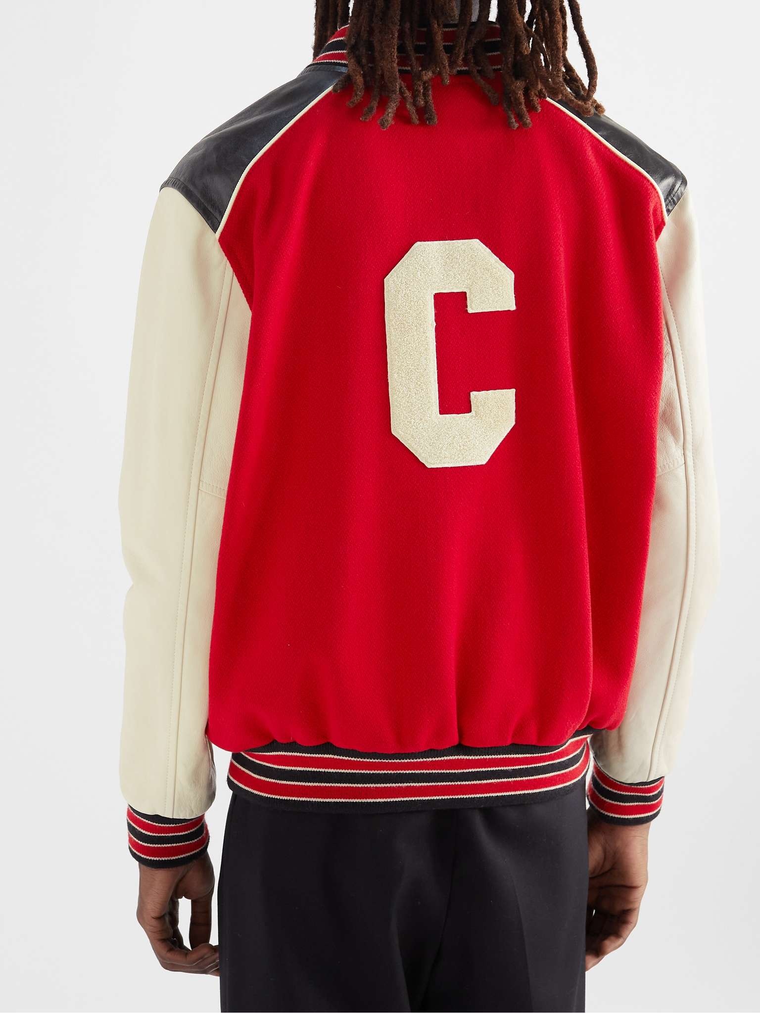 CELINE Teddy Appliquéd Mohair and Leather Bomber Jacket mrporter