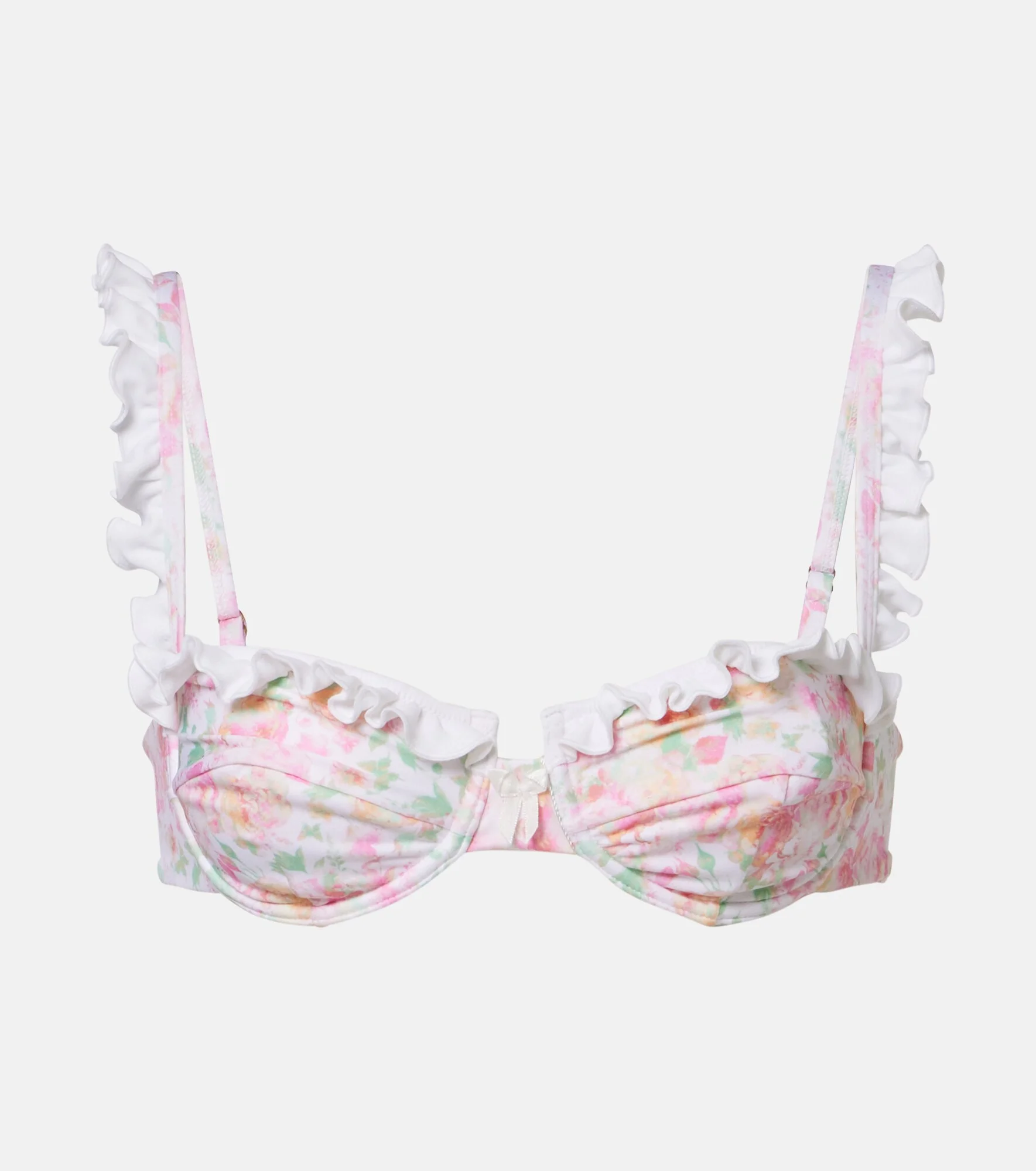 Jena floral ruffled bikini top - 1