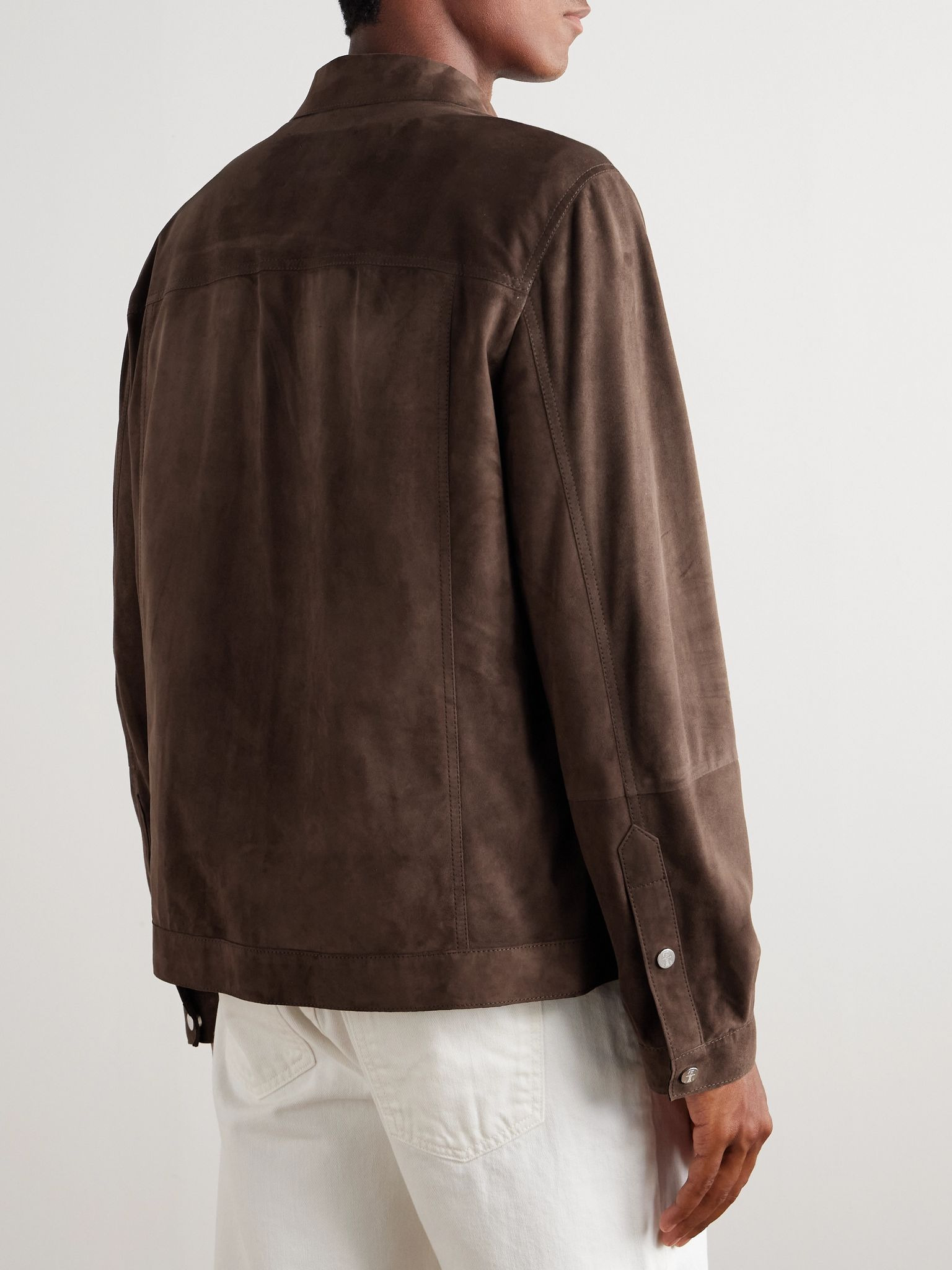 Suede Trucker Jacket Brown - 3