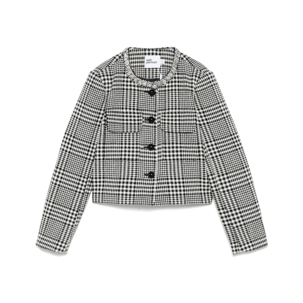 ジャケット SELF-PORTRAIT Woman Jacket White PF25111JBW BLACKANDWHITE self-portrait CHIC OUTERWEAR IN BLACK AND WHITE | miinto
