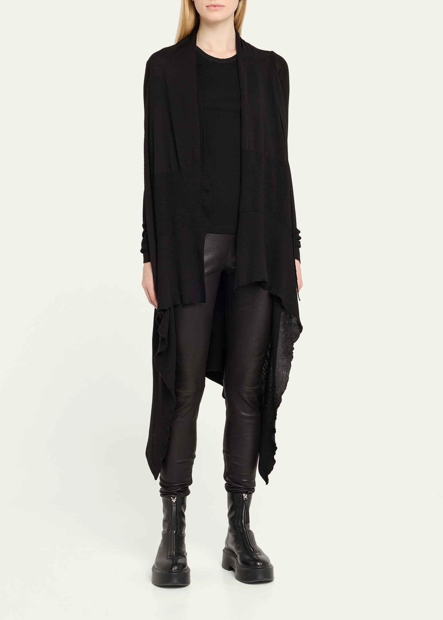Tied Long Wrap Wool Cardigan Sweater - 4