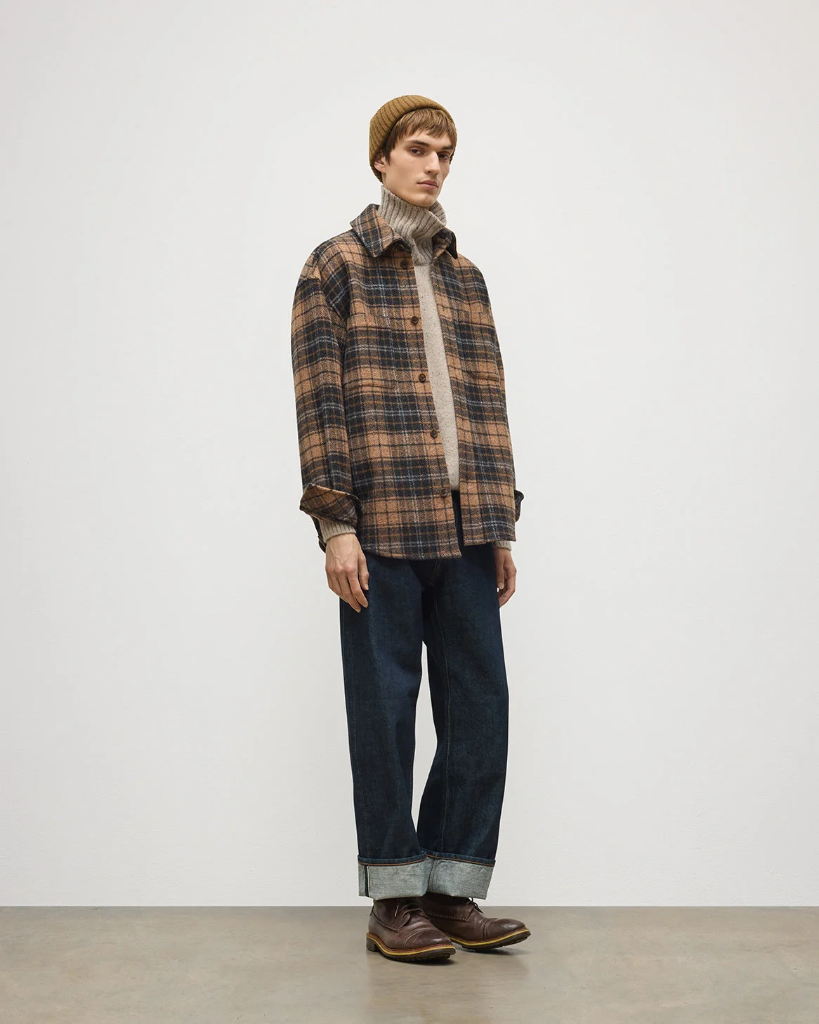 Atholl Grey & Camel Plaid Overshirt - 1