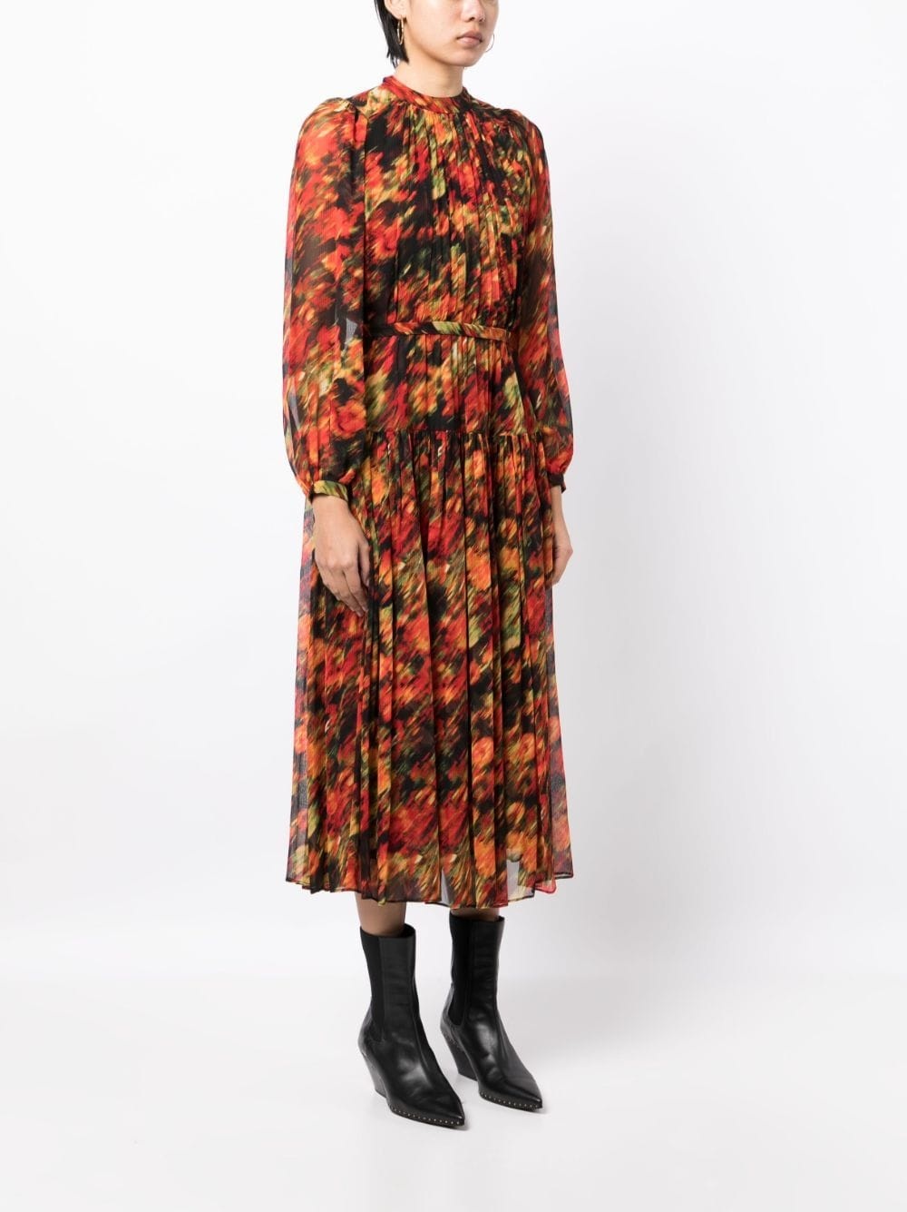 abstract-print silk midi dress - 3