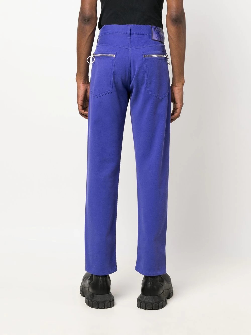 logo-patch straight-leg trousers - 4