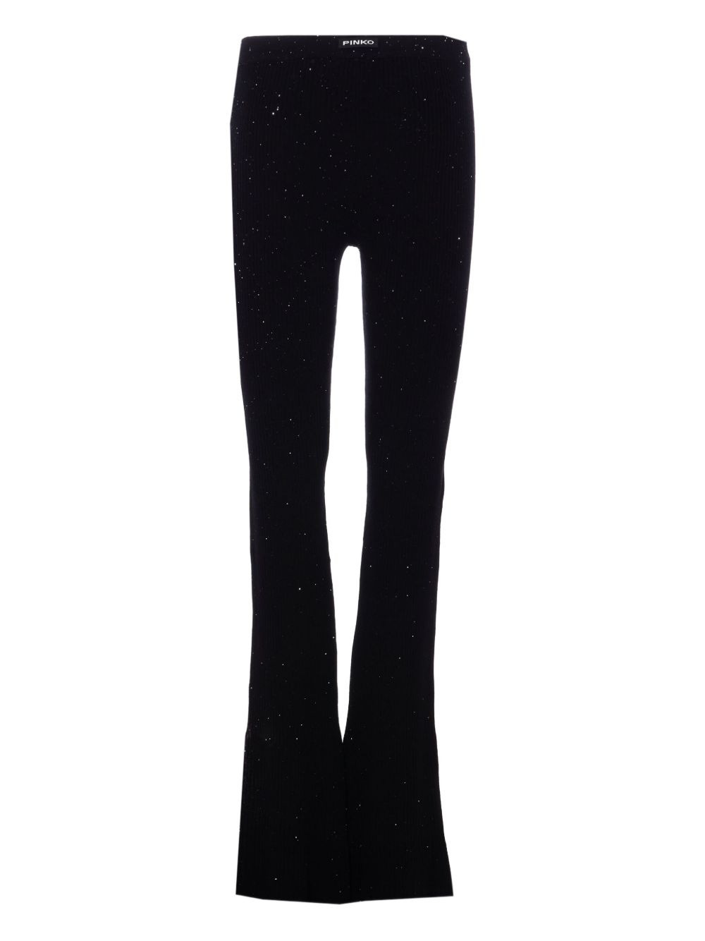 crystal-embellished ribbed trousers - 2
