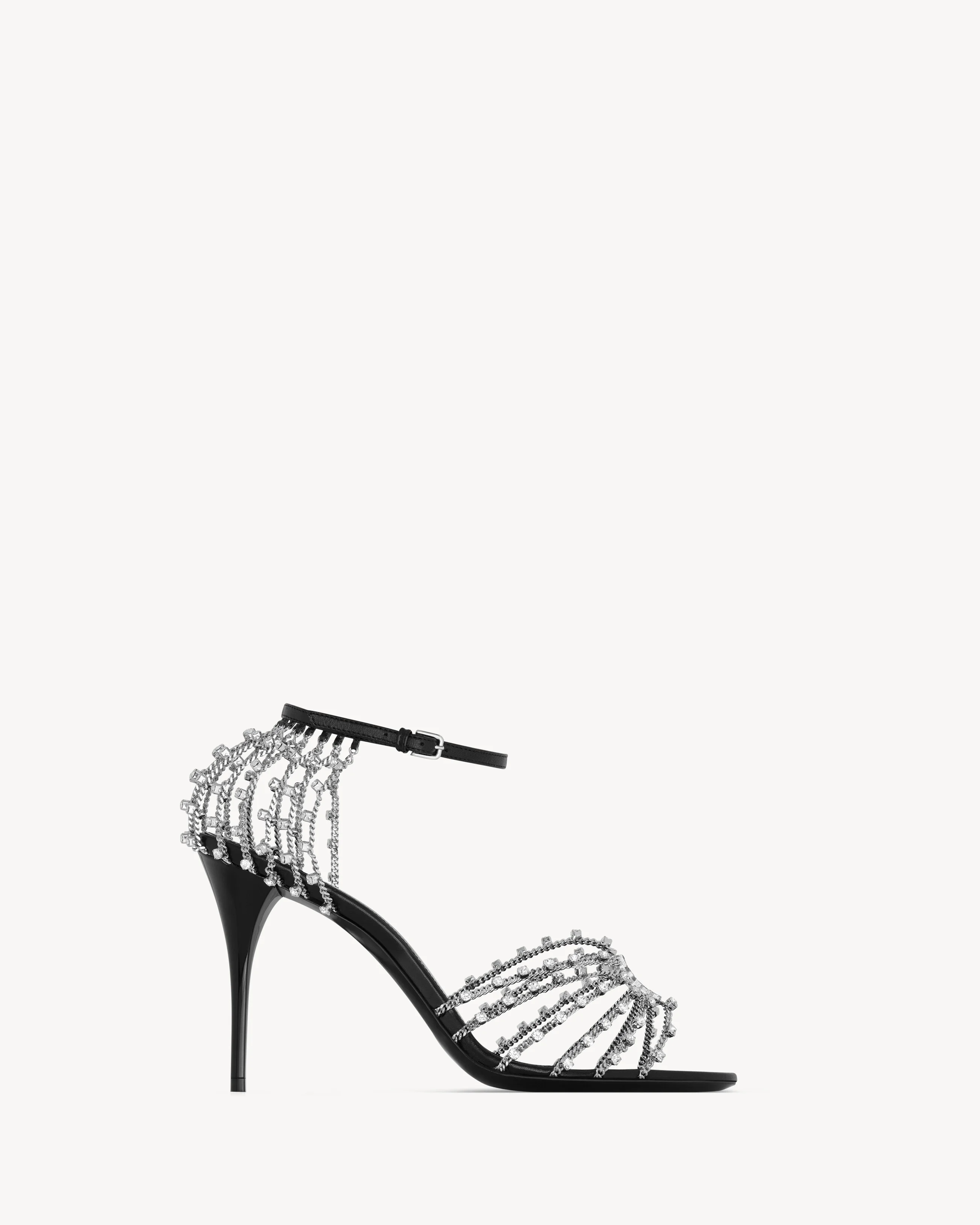 BABYLONE SANDALS IN SMOOTH LEATHER AND CRYSTALS - 1