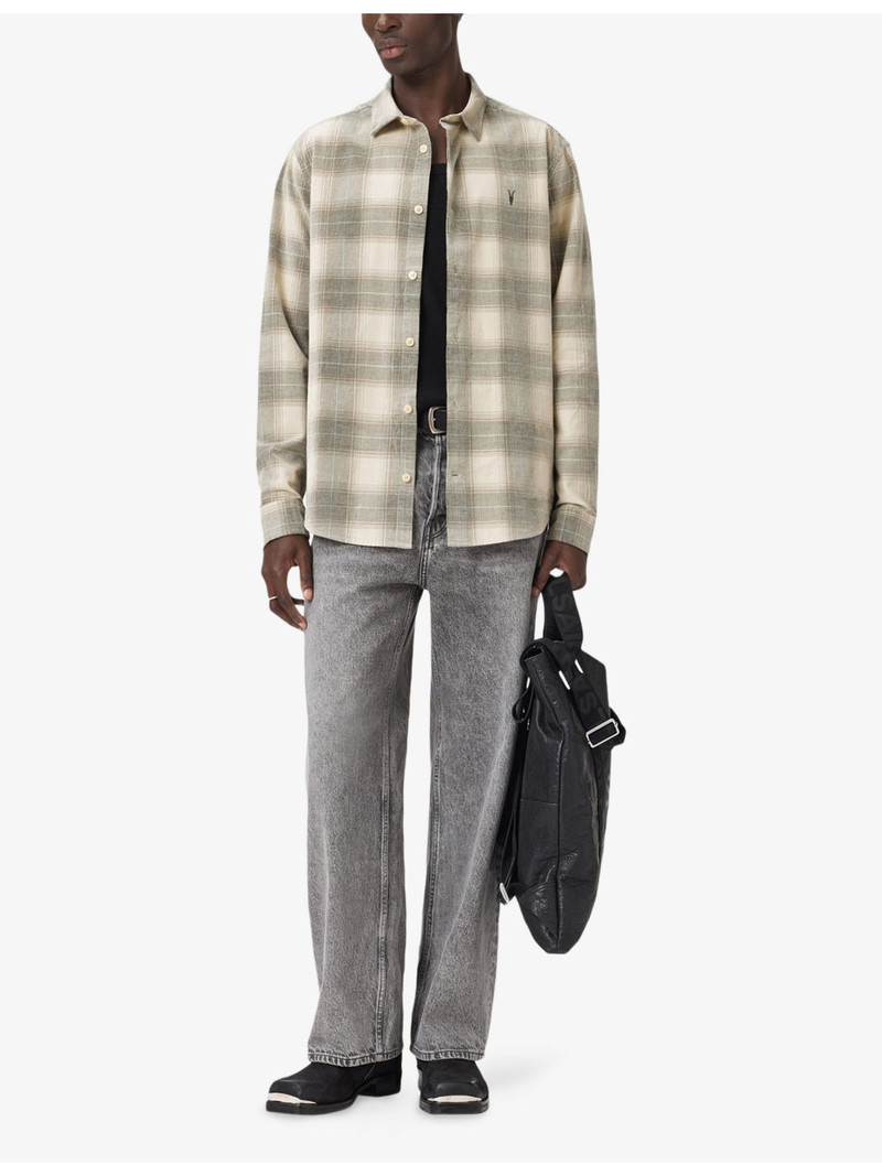 ALLSAINTS Yuki Logo-Embroidered Checked Cotton Shirt outlook