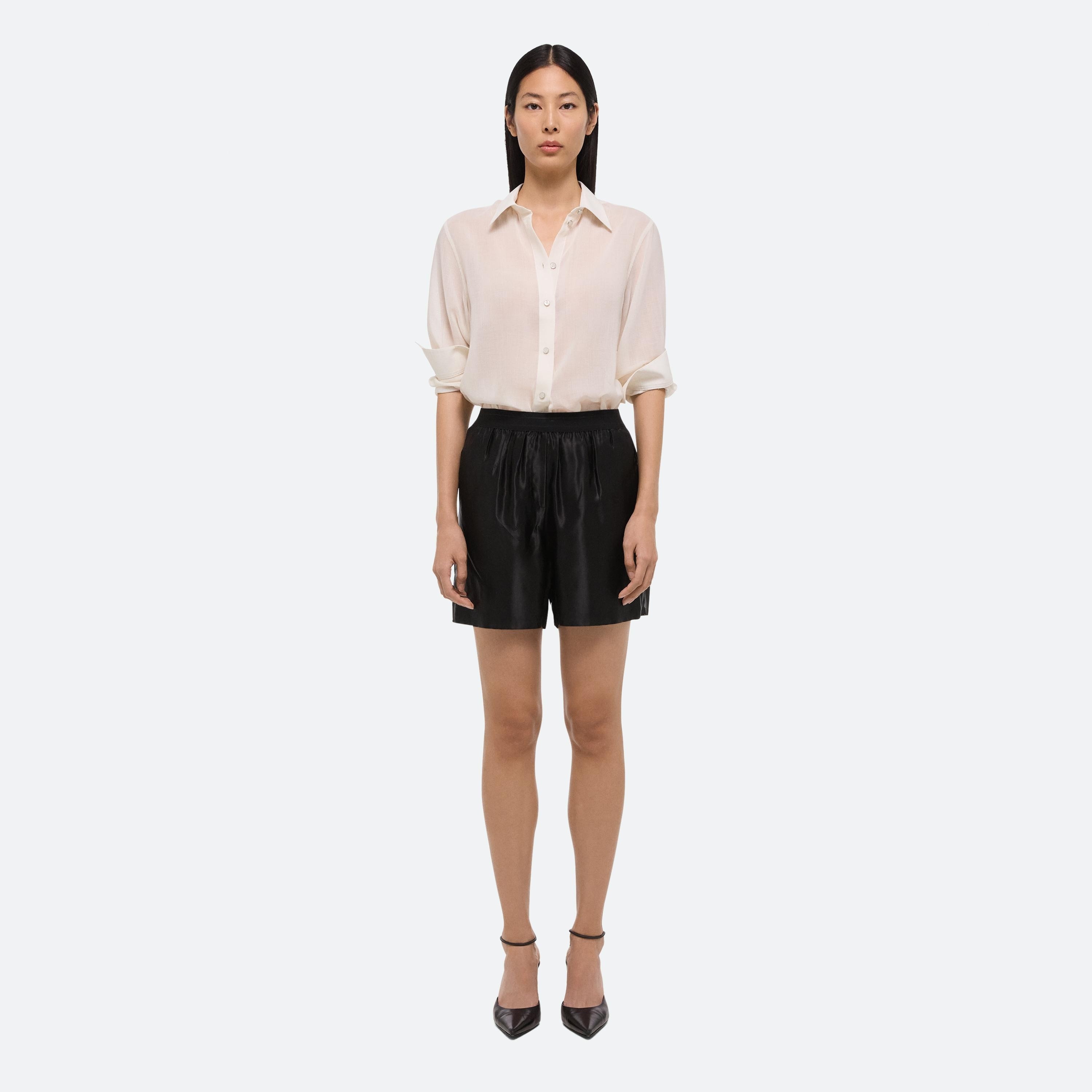 SHEER DOUBLE-PLEATED PANTS - 9