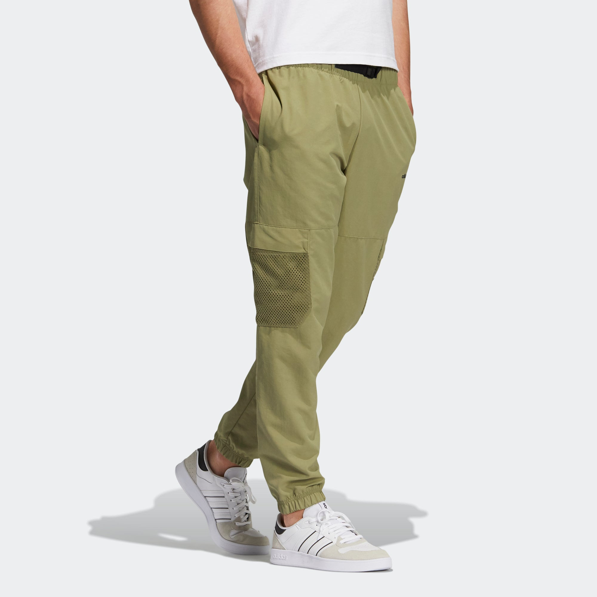 Men's adidas neo Sw Wvn Crg Casual Breathable Pocket Sports Pants/Trousers/Joggers Olive Green H5527 - 4