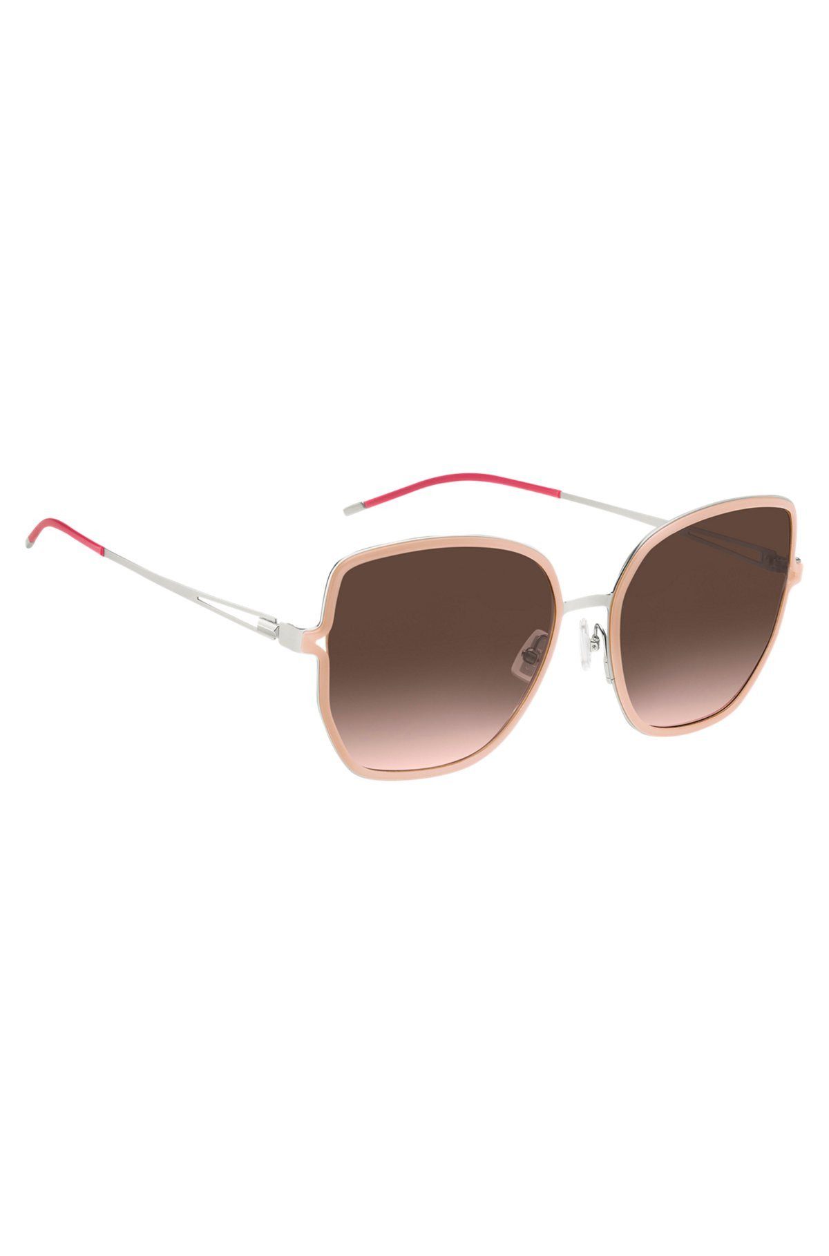 NUDE-FRAME SUNGLASSES WITH FORKED TEMPLES AND BRANDED CHAIN - 4