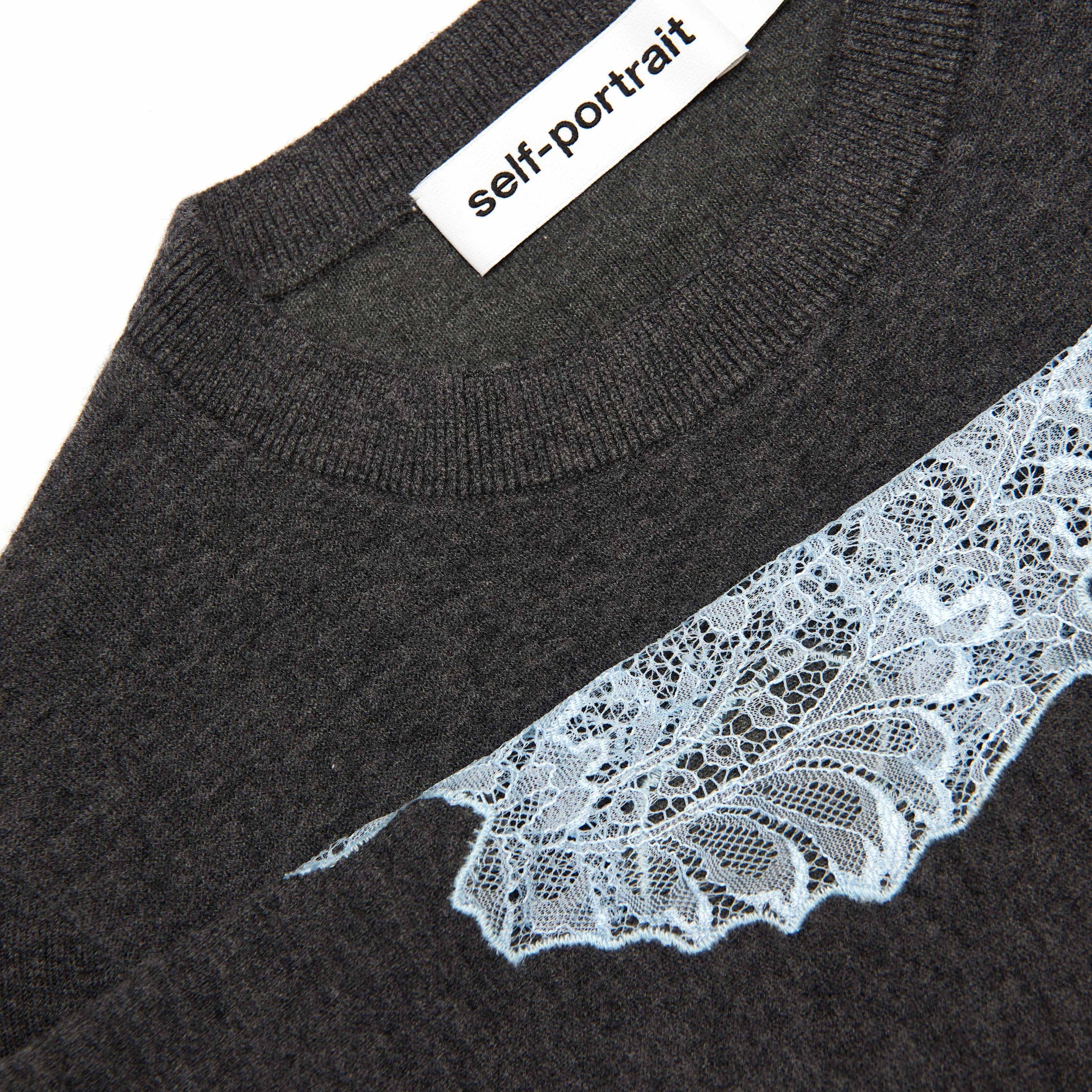 Grey Contrast Lace Jumper - 5