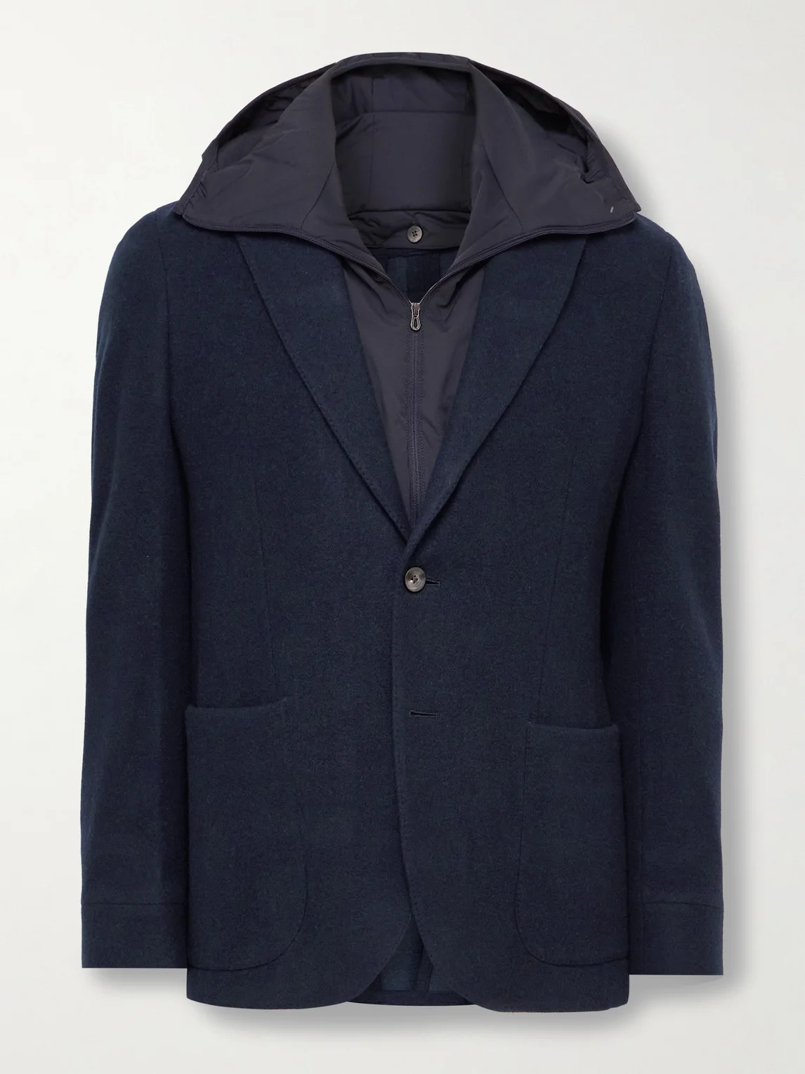 Panelled Virgin Wool-Blend and Nylon-Blend Hooded Blazer - 1