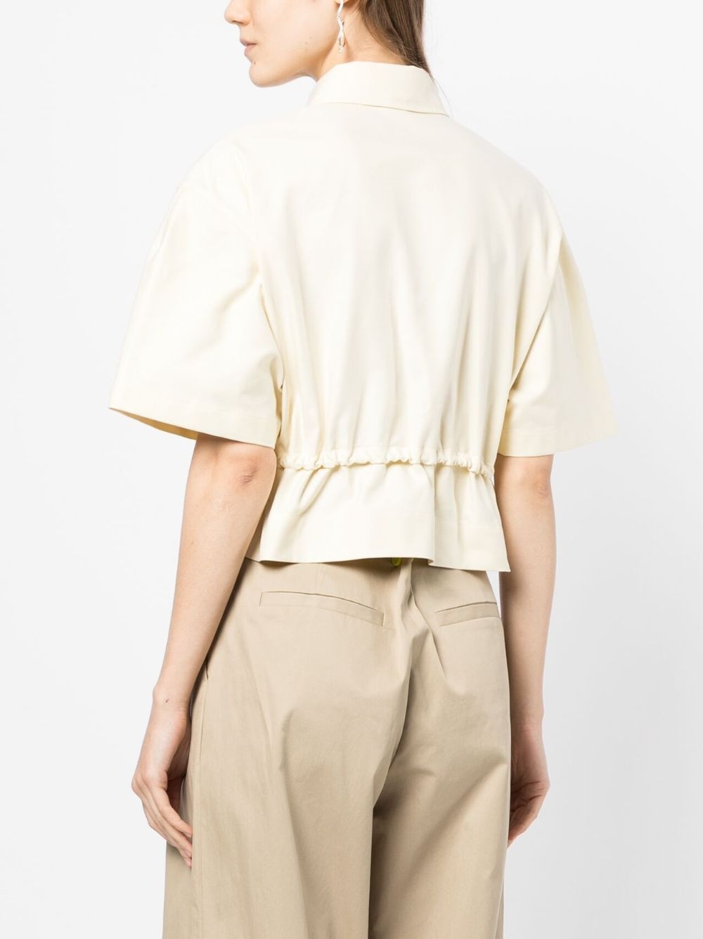 drawstring short-sleeve cotton shirt - 4