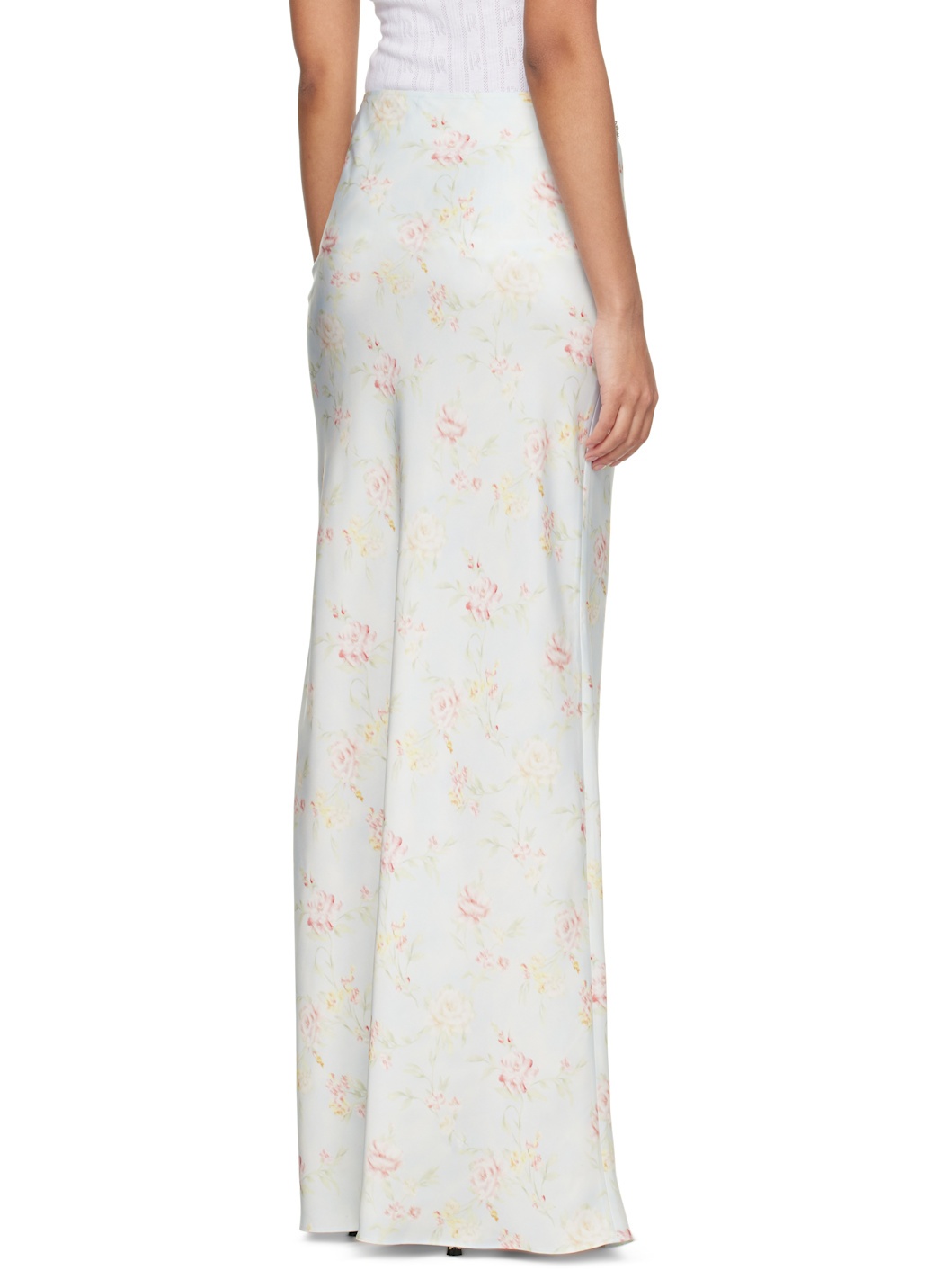 Blue Double Satin Imprime Maxi Skirt - 3