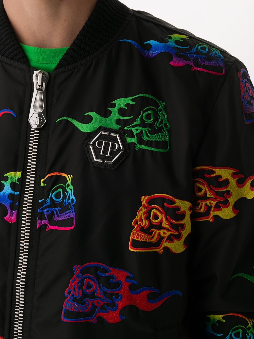 skull-embroidery bomber jacket - 5