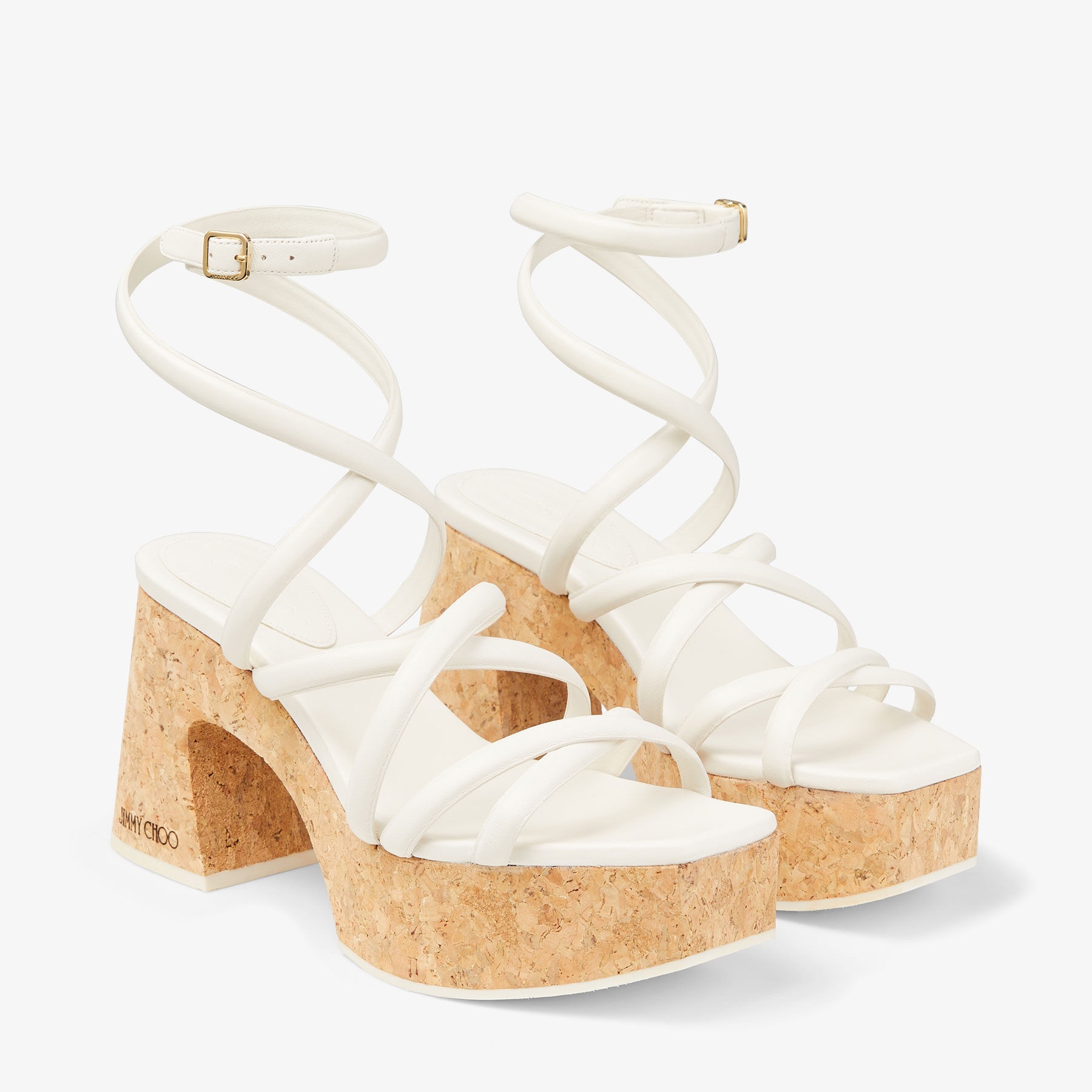 Cecelia 95
Latte Nappa Leather Wedge Sandals - 4