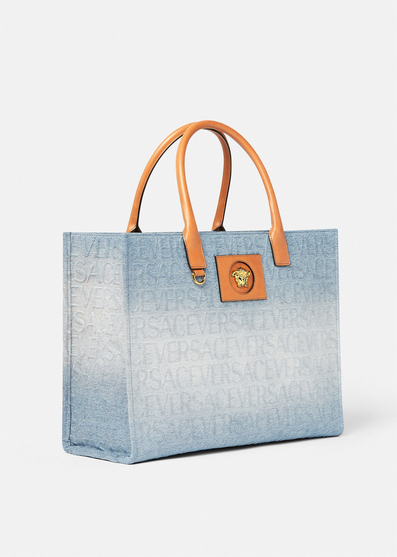 VERSACE Versace Allover Large Denim Tote Bag outlook