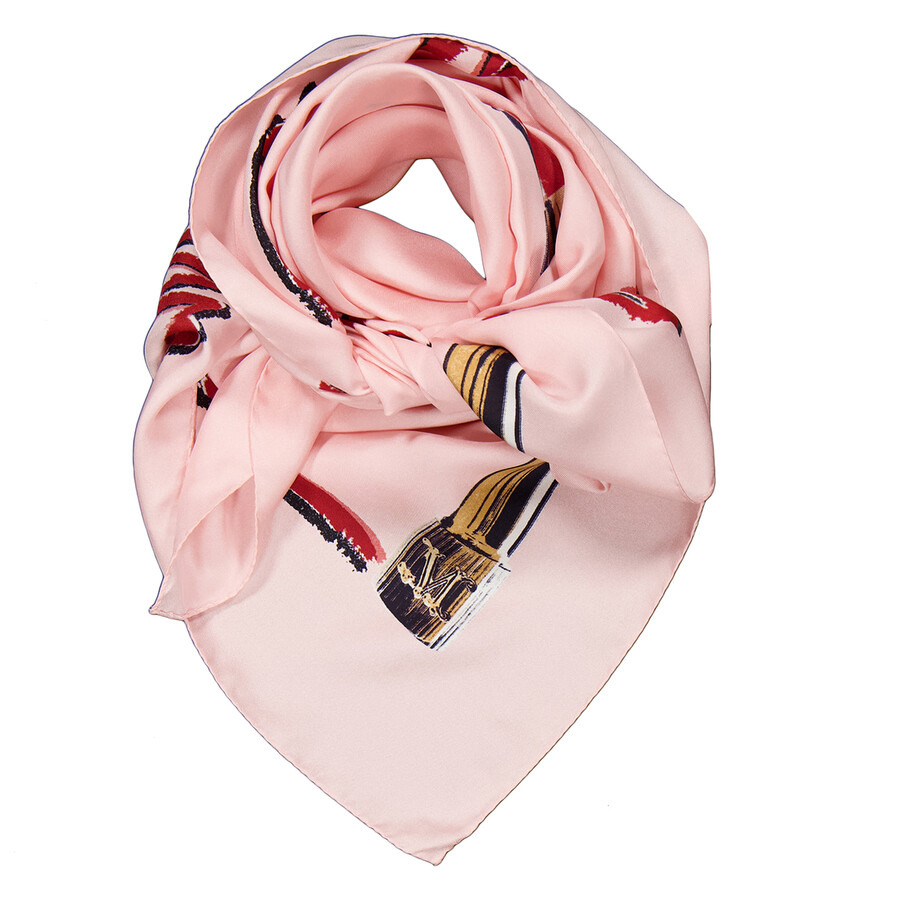Max Mara Ladies Pink Carre Silk Scarf - 5