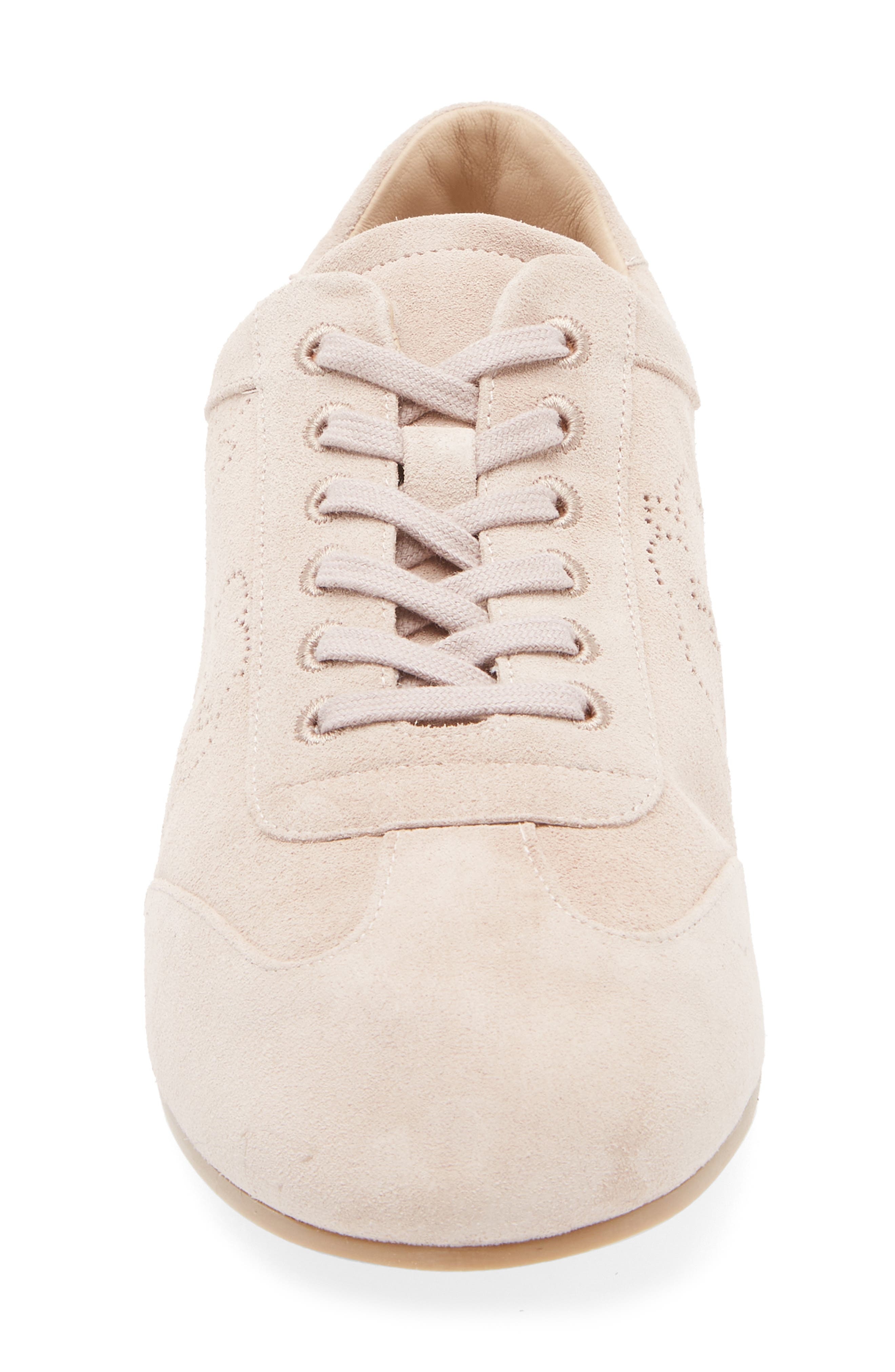 Stuart Weitzman Cruz Perforated Suede Sneaker in Cipria at Nordstrom - 4