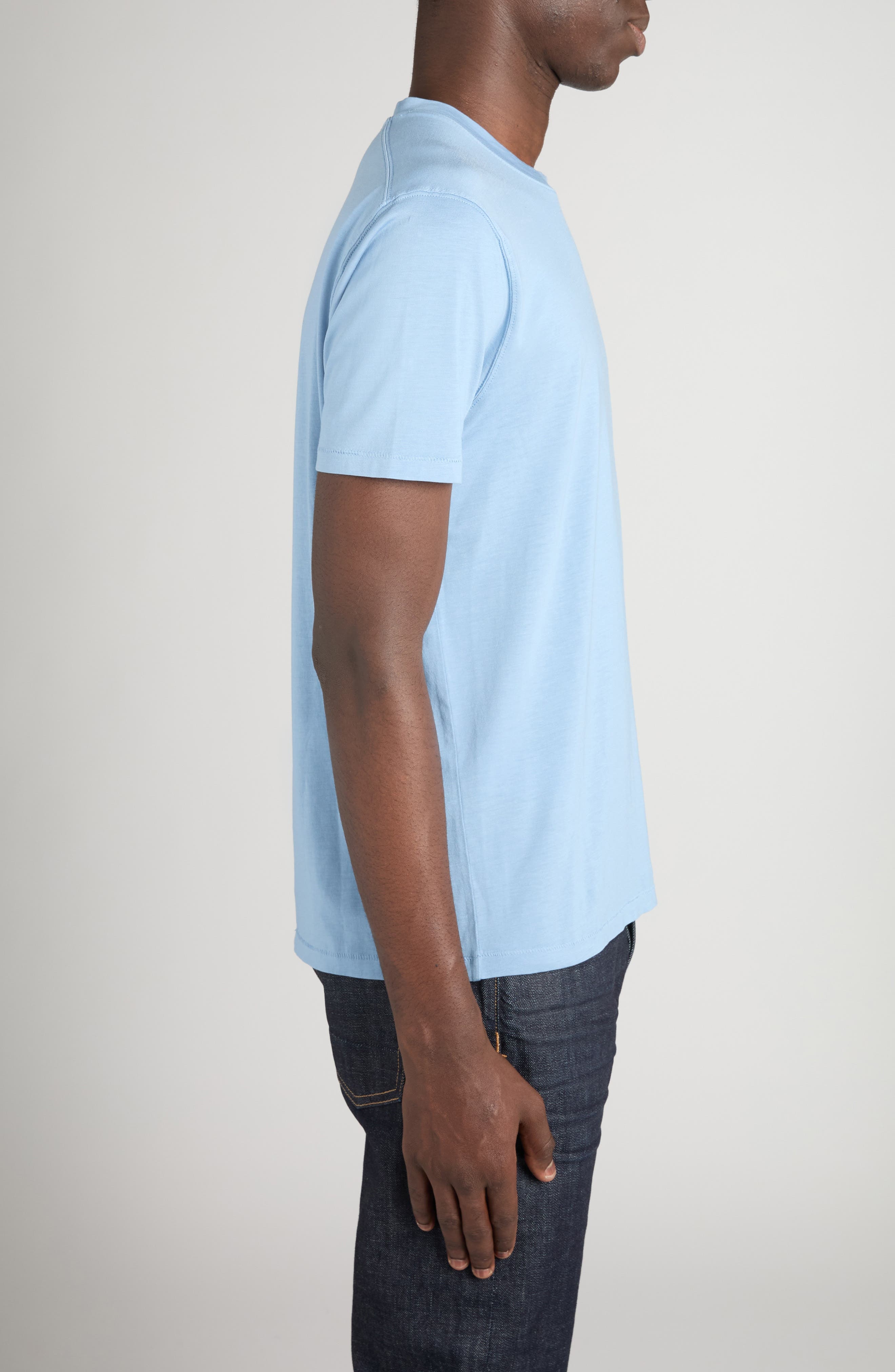 TOM FORD Short Sleeve Lyocell & Cotton Crewneck T-Shirt in Dark Celeste at Nordstrom - 3