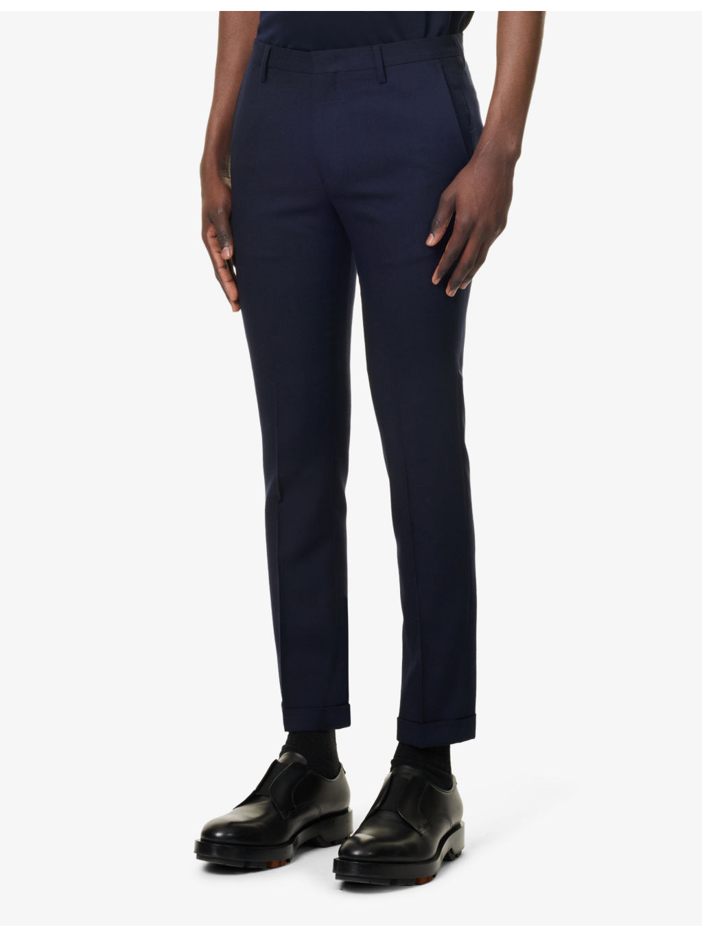 Brushed-texture slim-fit stretch-cotton trousers - 3