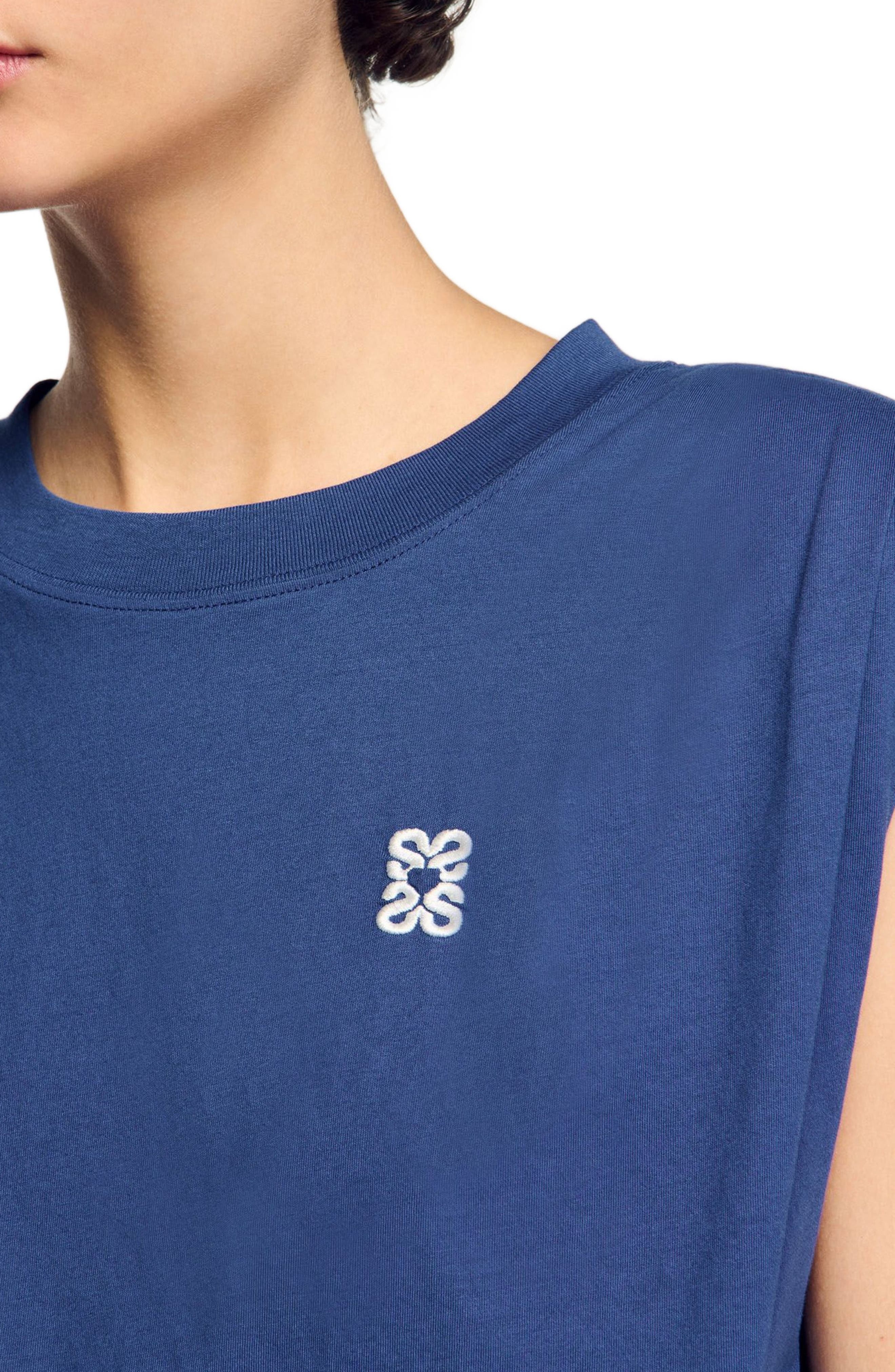 SANDRO Short draped T-shirt in Navy Blue at Nordstrom - 4