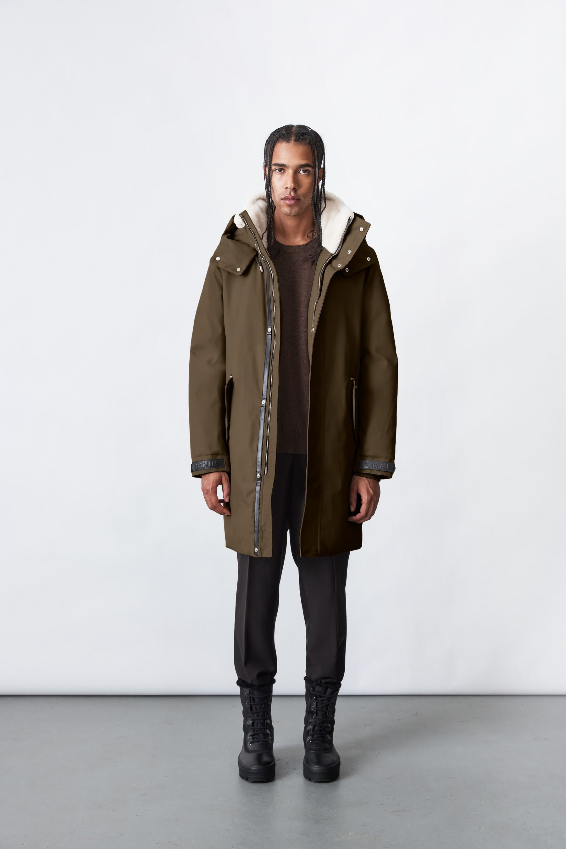 Moritz, Rabbit fur-lined twill parka with removable silver fox fur