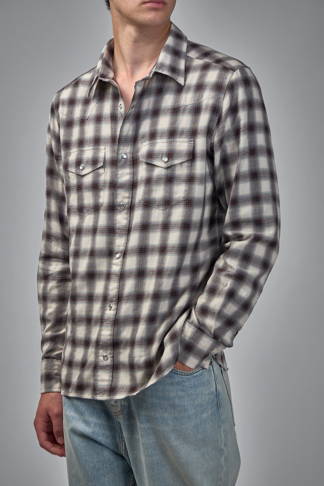 Western Fluid Check Slim Fit Western Shirt - 4