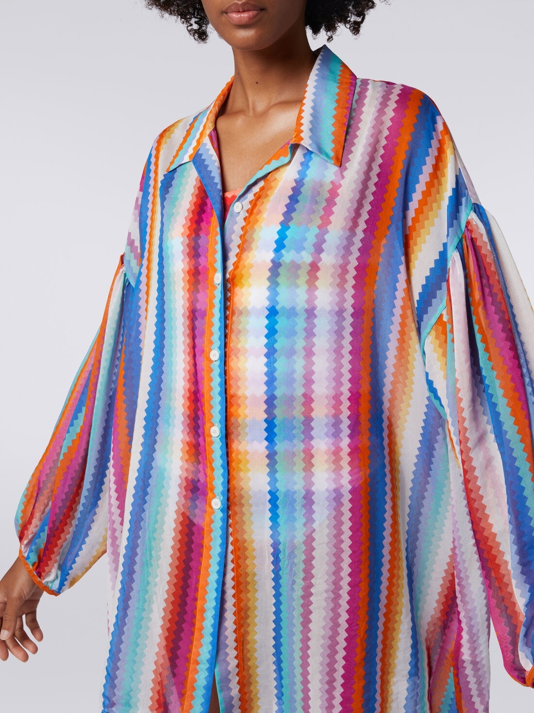 Chemisier blouse in zigzag print silk and cotton - 5