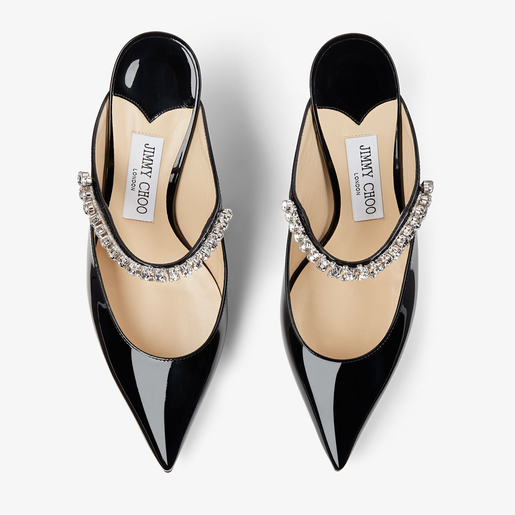 Bing 65
Black Patent Leather Mules with Crystal Strap - 4