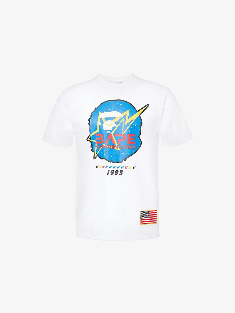 Moon Ape Head Crew-neck 정규식 코튼 셔츠 - 1