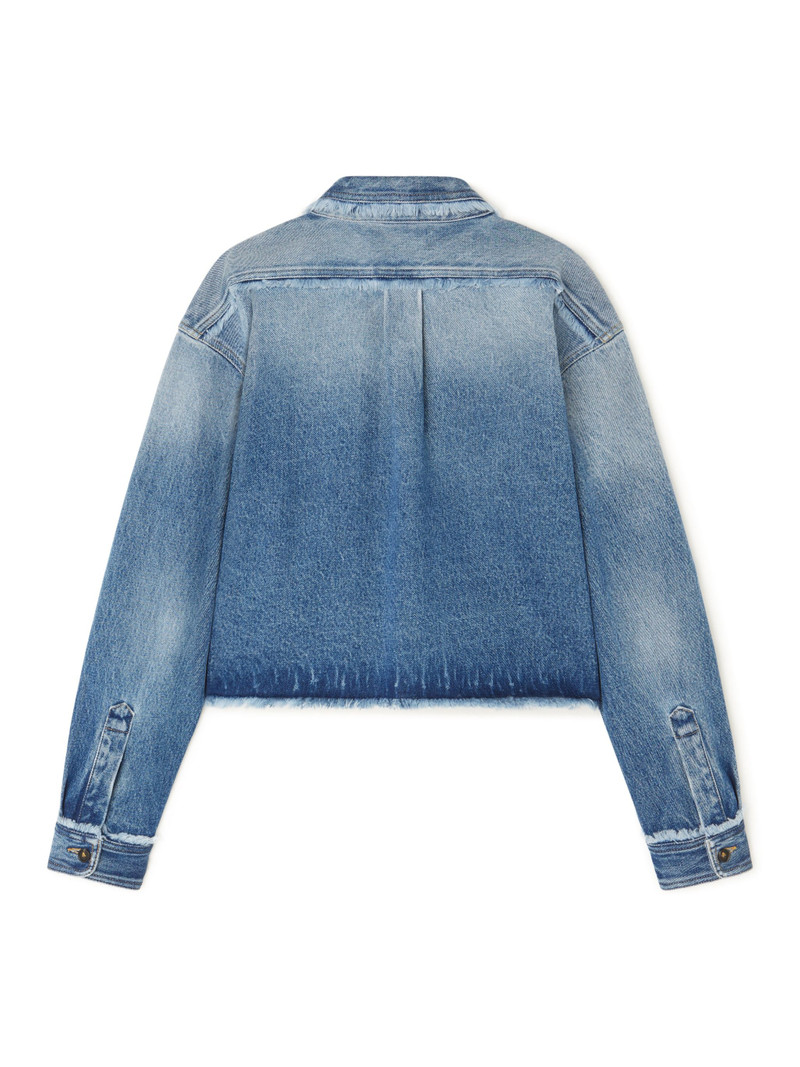 Fringed Cropped Denim Shirt 3