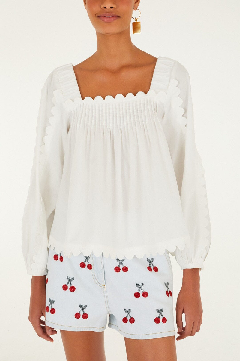 FARM RIO Off-White Long Sleeve Blouse outlook